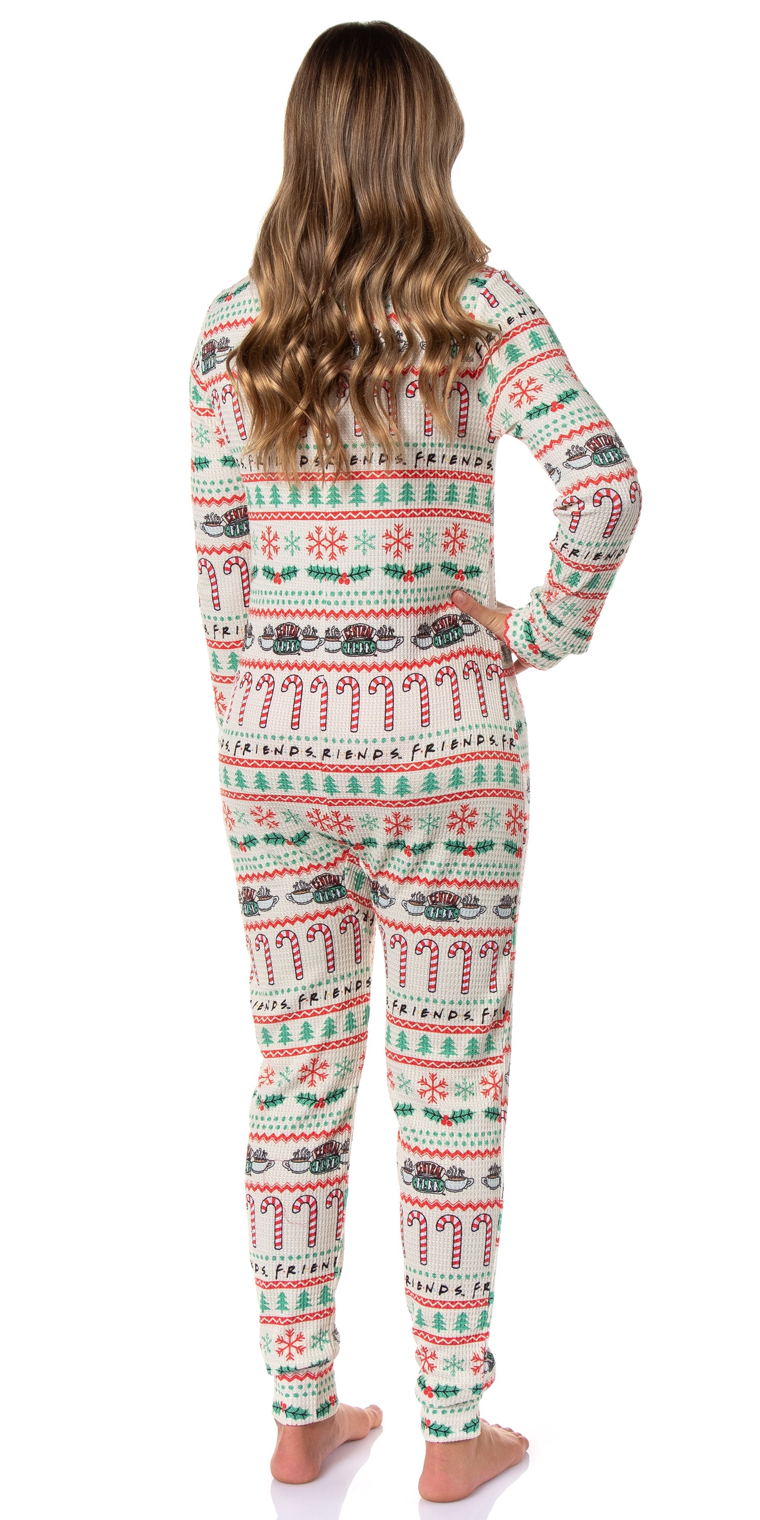 Friends TV Show Women's Christmas Union Suit One Piece Footless Sleep Pajamas