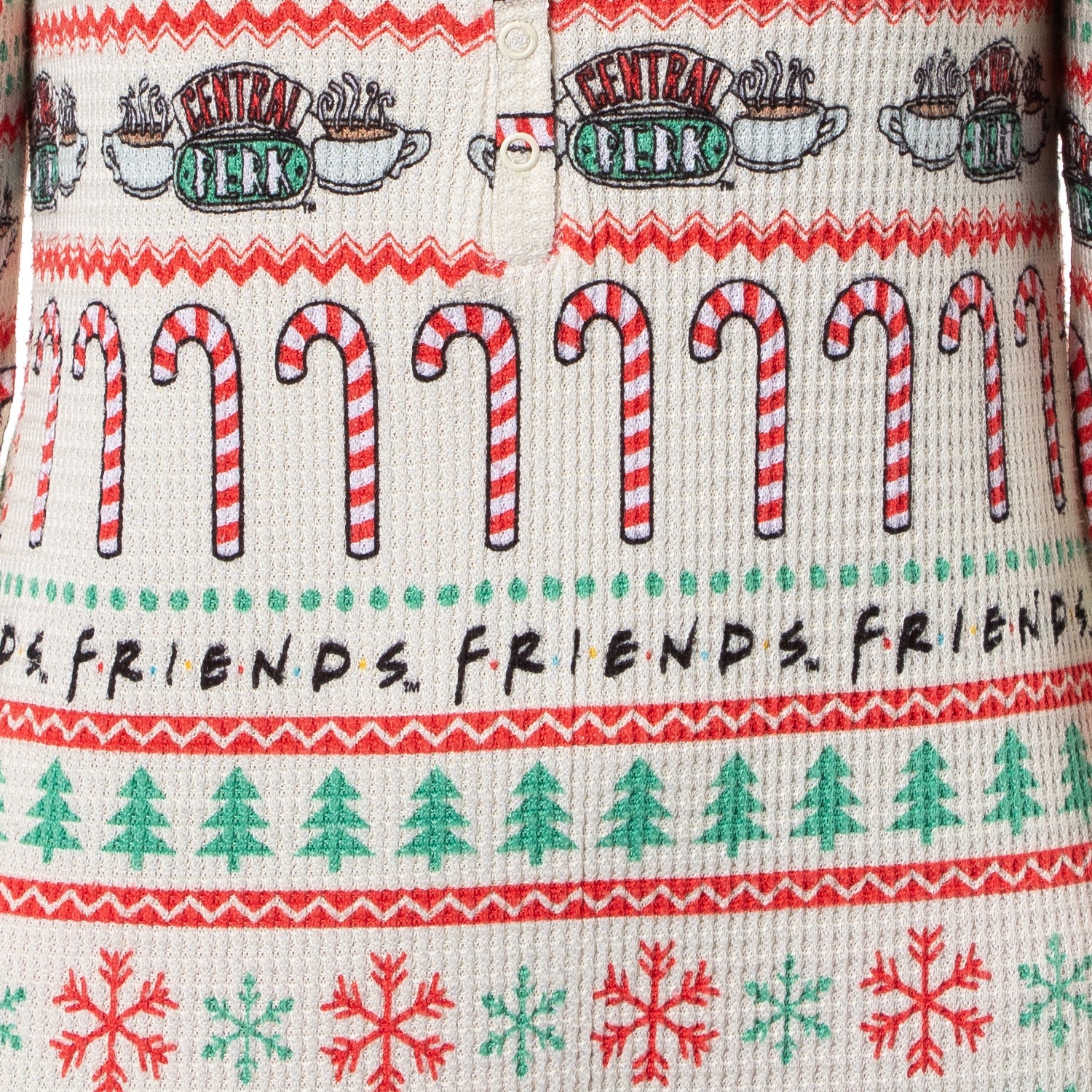 Friends TV Show Women's Christmas Union Suit One Piece Footless Sleep Pajamas