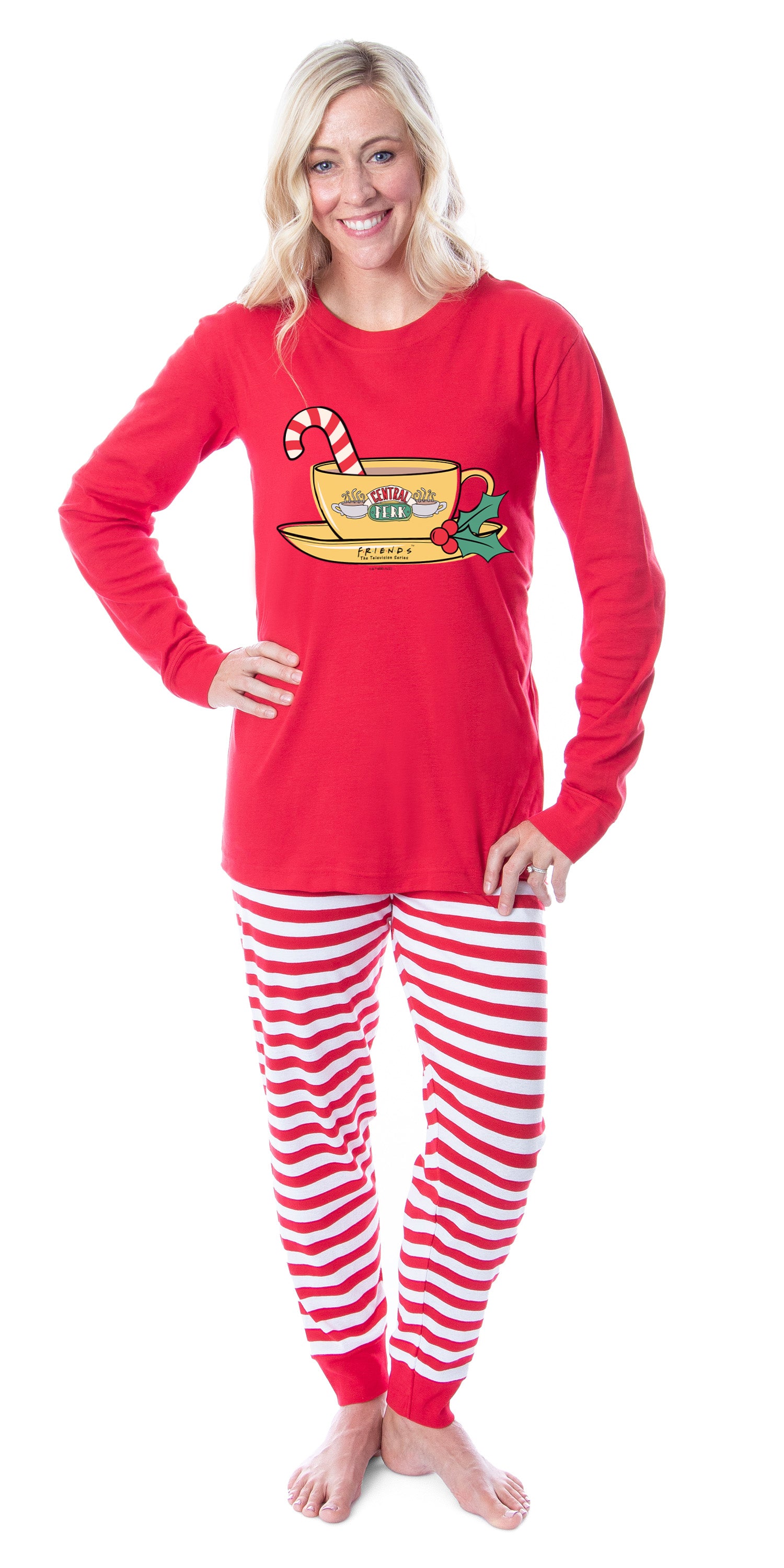 Friends The TV Series Café Perk Logo Design Tight Fit Holiday Matching Family Pajamas