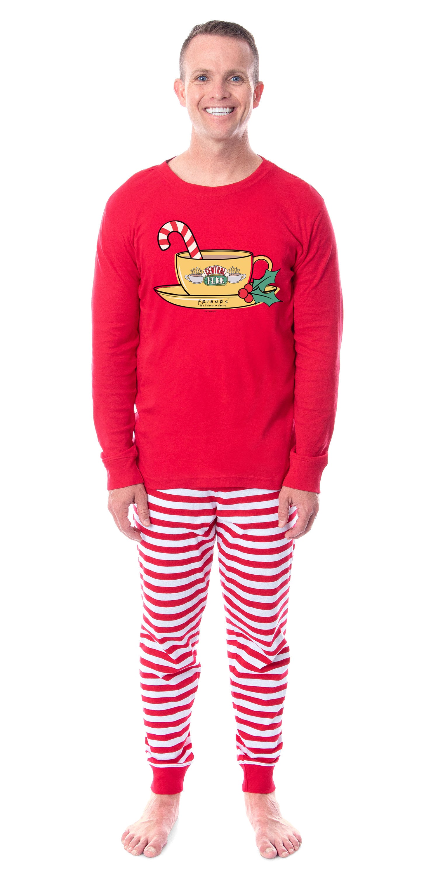 Friends The TV Series Café Perk Logo Design Tight Fit Holiday Matching Family Pajamas