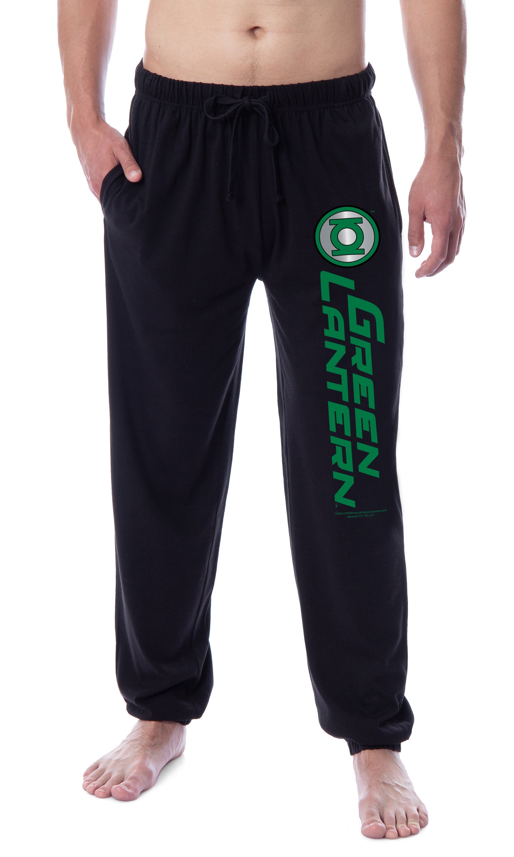 DC Comics Mens' Green Lantern Logo Character Sleep Jogger Pajama Pants