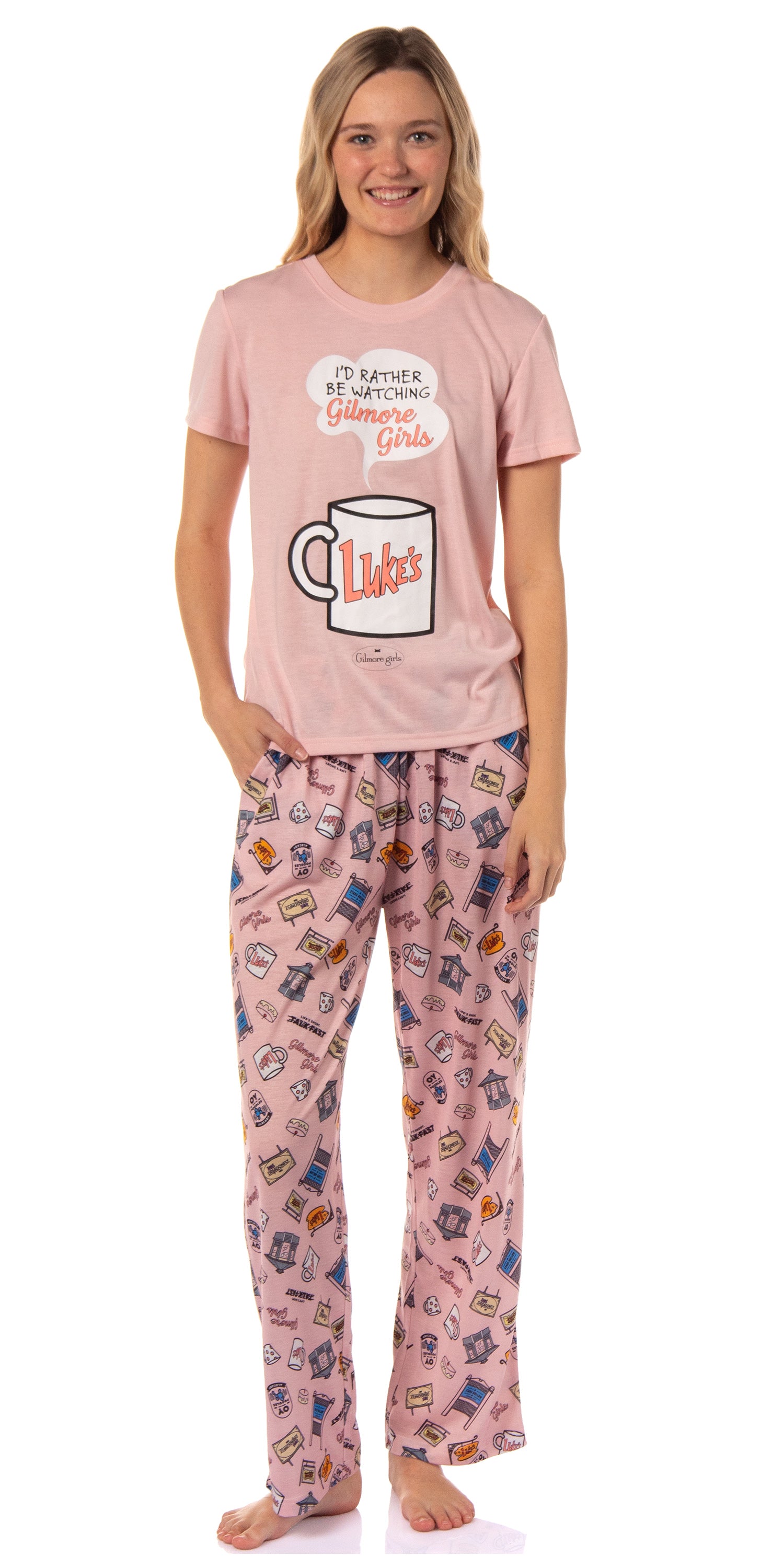 Gilmore Girls Women's I'd Rather Be Watching TV Show Tossed Pajama Set