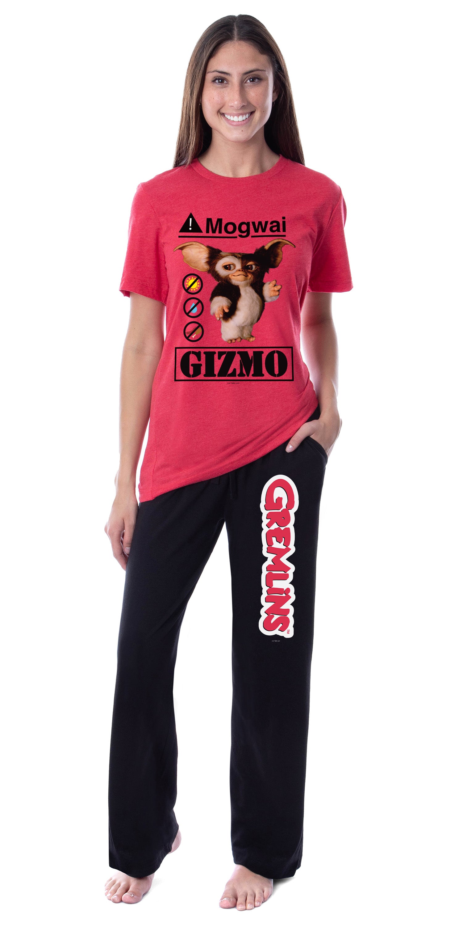 Gremlins Womens' Mogwai Rules Logo Movie Film Sleep Pajama Set Crewneck