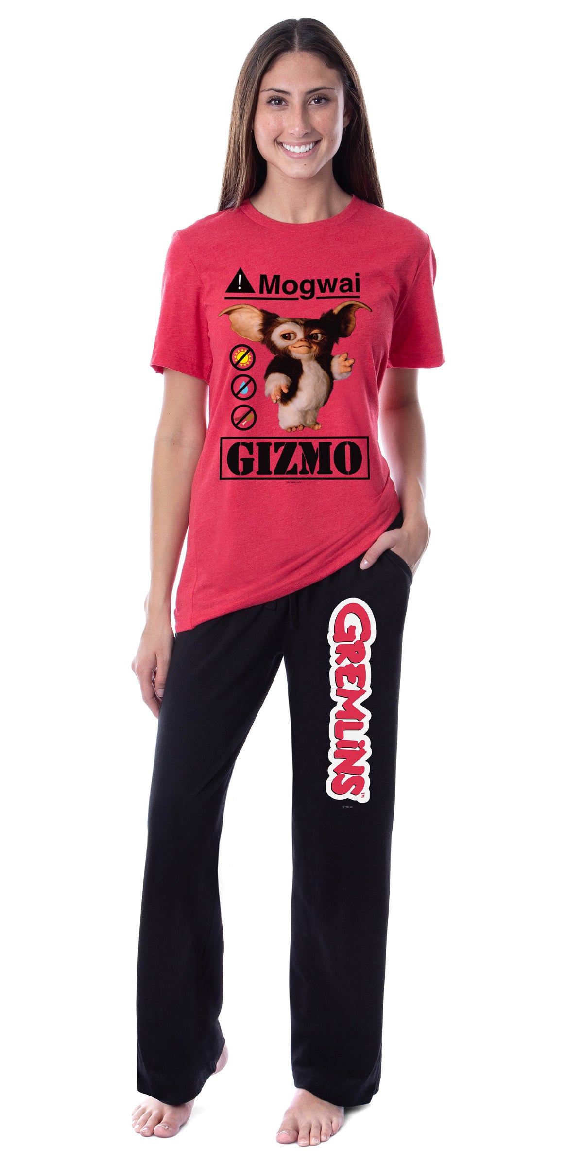 Gremlins Womens' Mogwai Rules Logo Movie Film Sleep Pajama Set Crewneck Shirt Pants