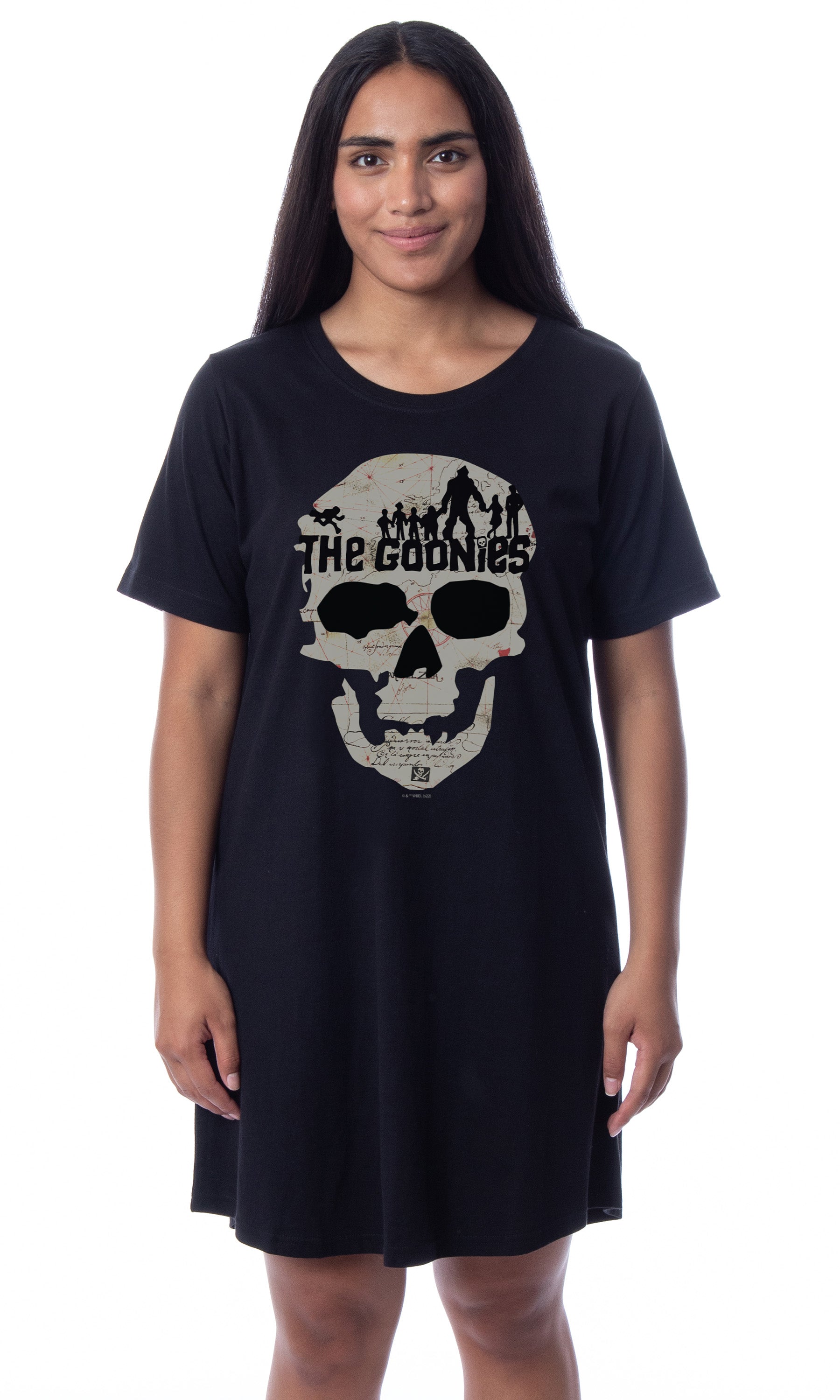 The Goonies Womens' Movie Film Skull Map Nightgown Sleep Pajama Shirt