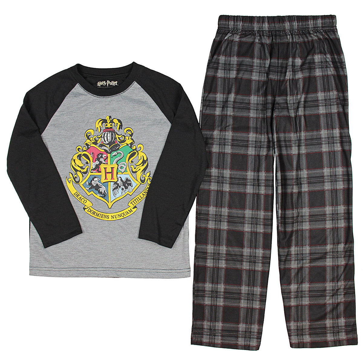 Intimo Big Boys Harry Potter Hogwarts School Crest Raglan Pajama Set