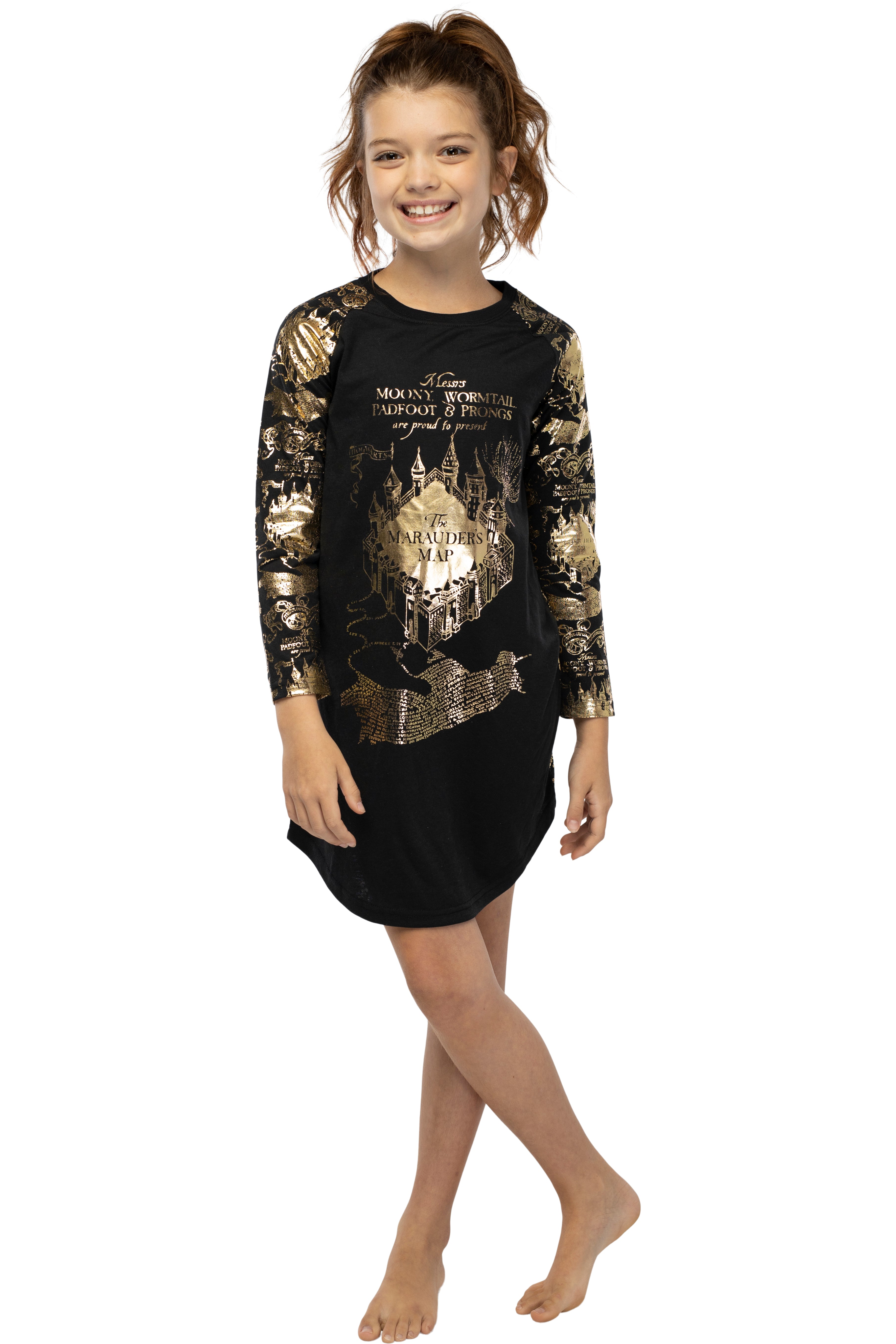 Intimo Big Girls' Harry Potter Marauders Map Raglan Nightgown