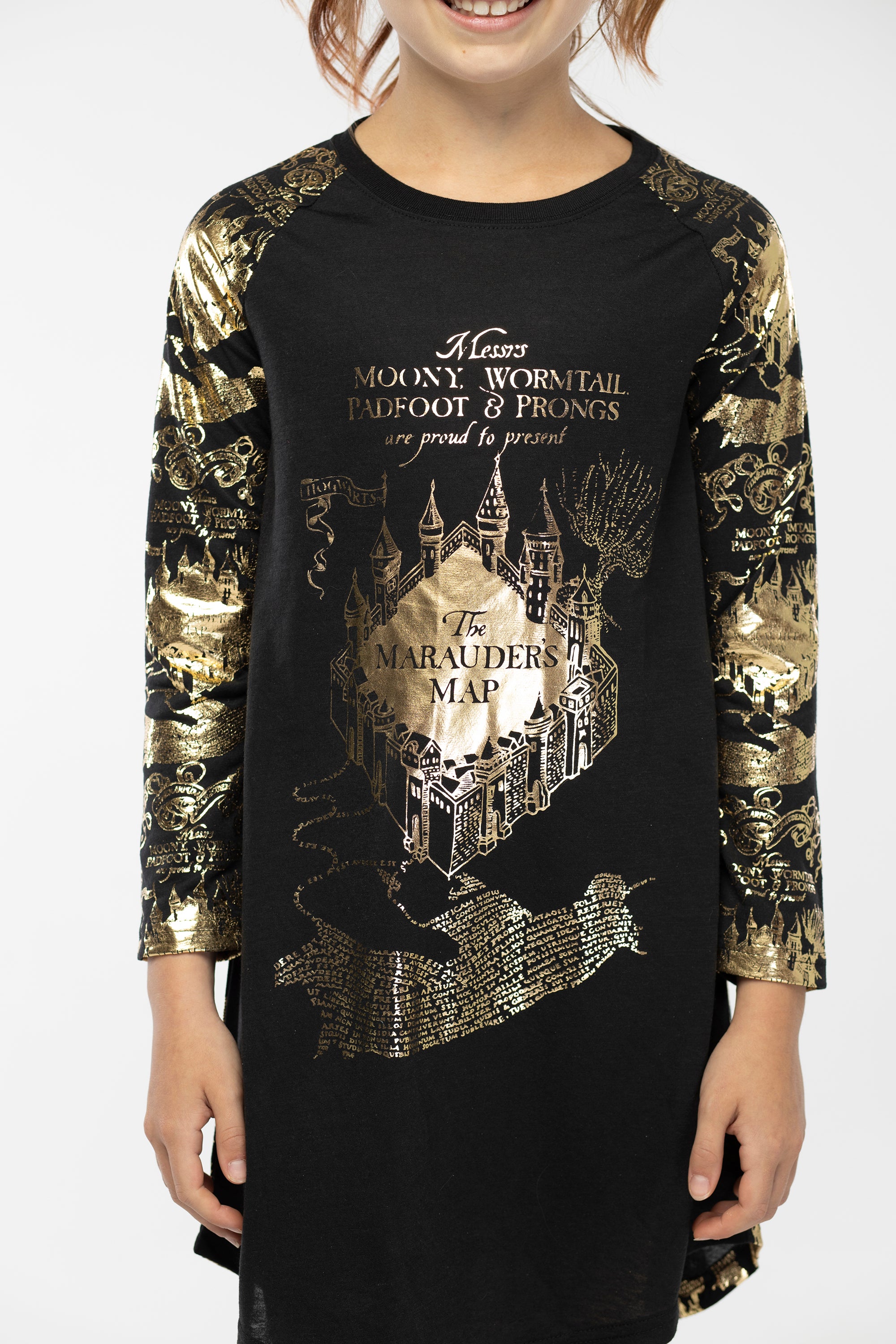 Intimo Big Girls' Harry Potter Marauders Map Raglan Nightgown