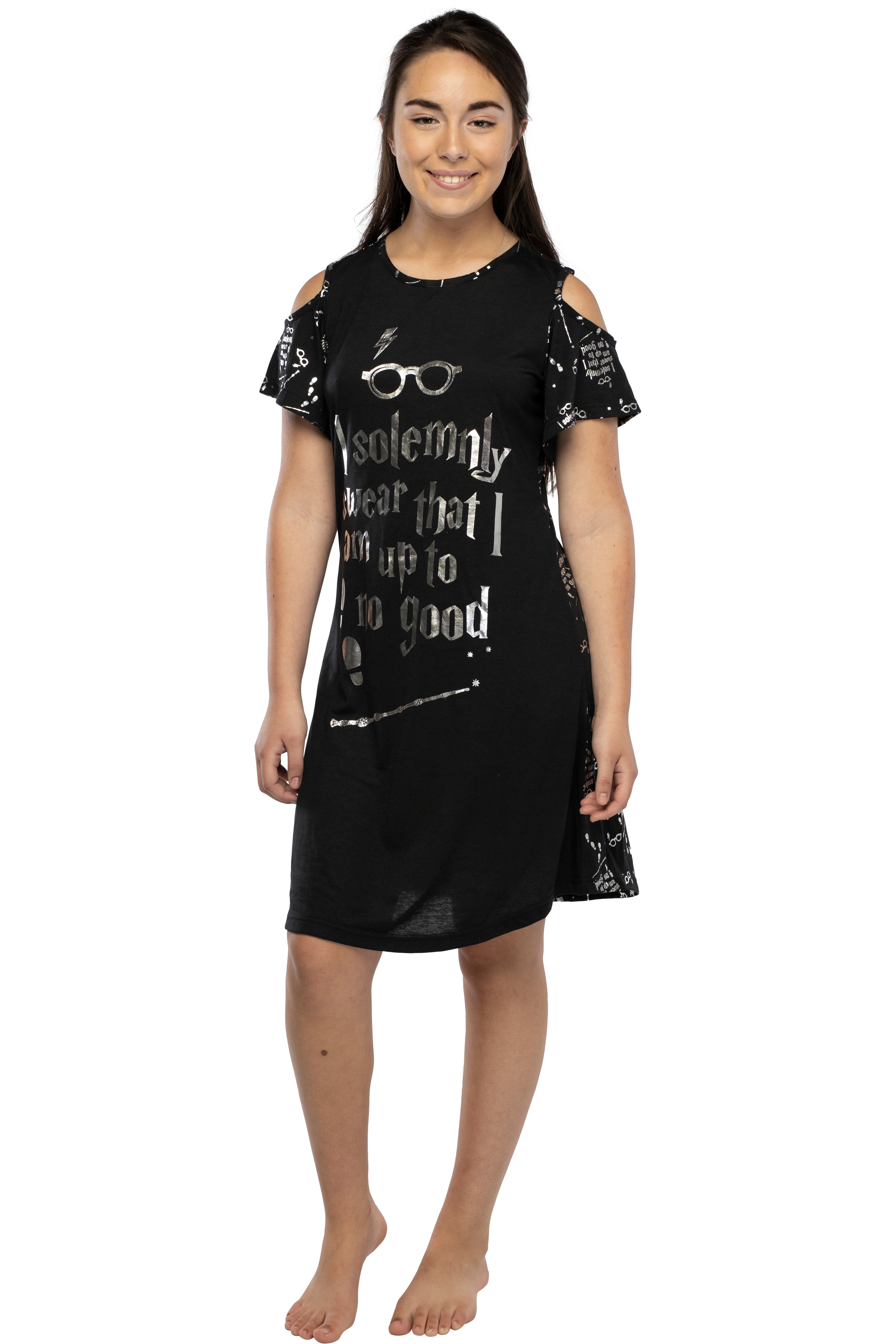 Harry Potter Women's Juniors Up to No Good Cold Shoulder Nightgown