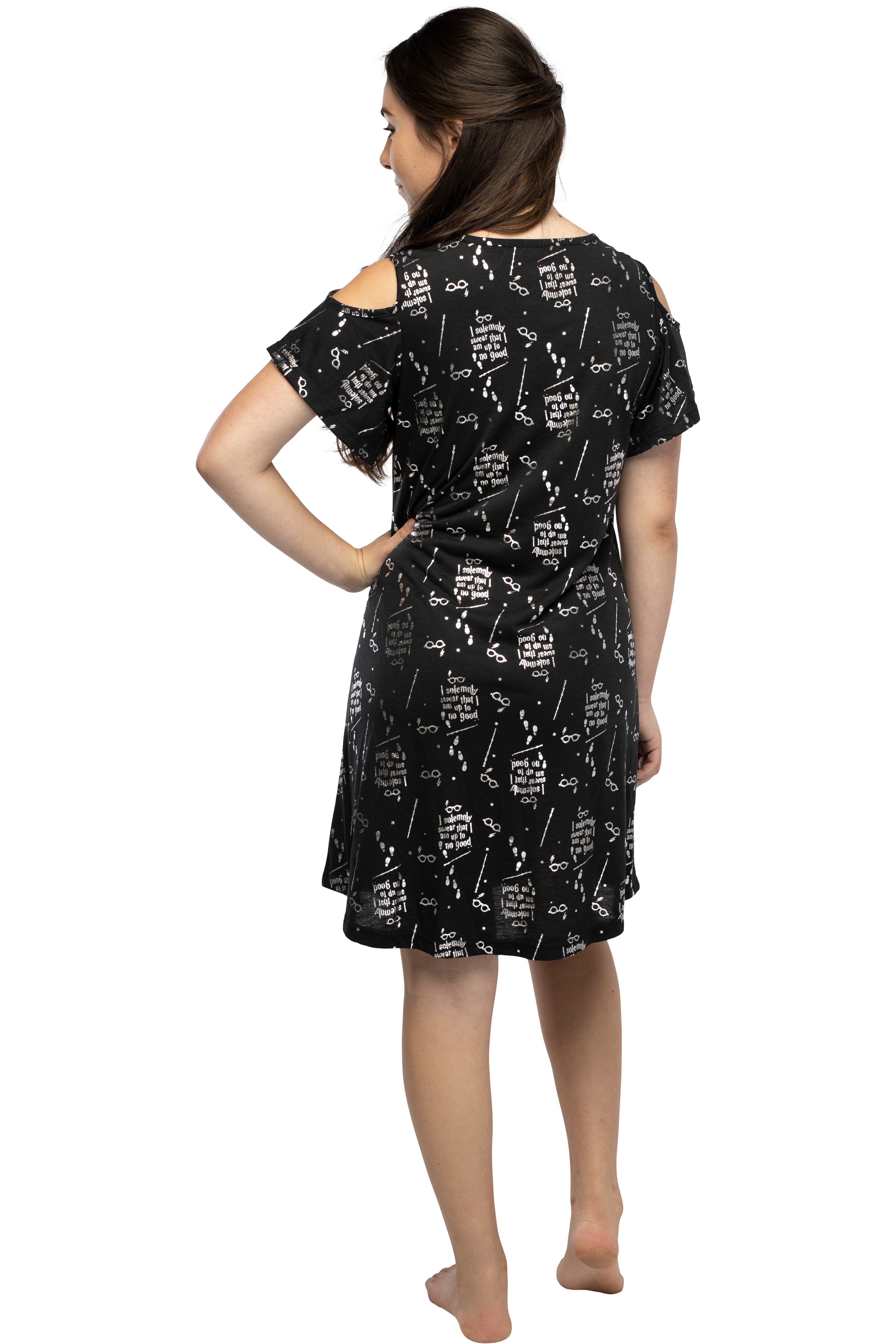 Harry Potter Women's Juniors Up to No Good Cold Shoulder Nightgown
