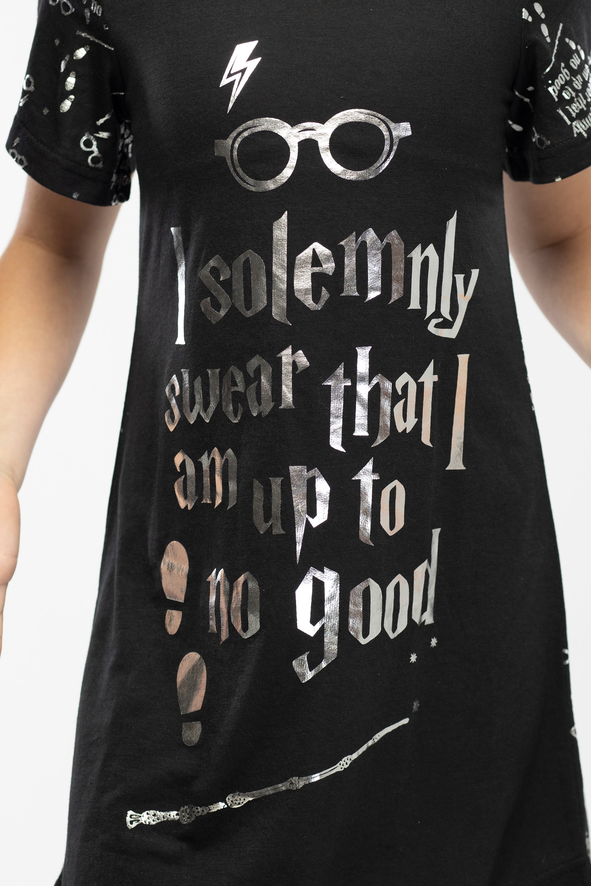Harry Potter Women's Juniors Up to No Good Cold Shoulder Nightgown