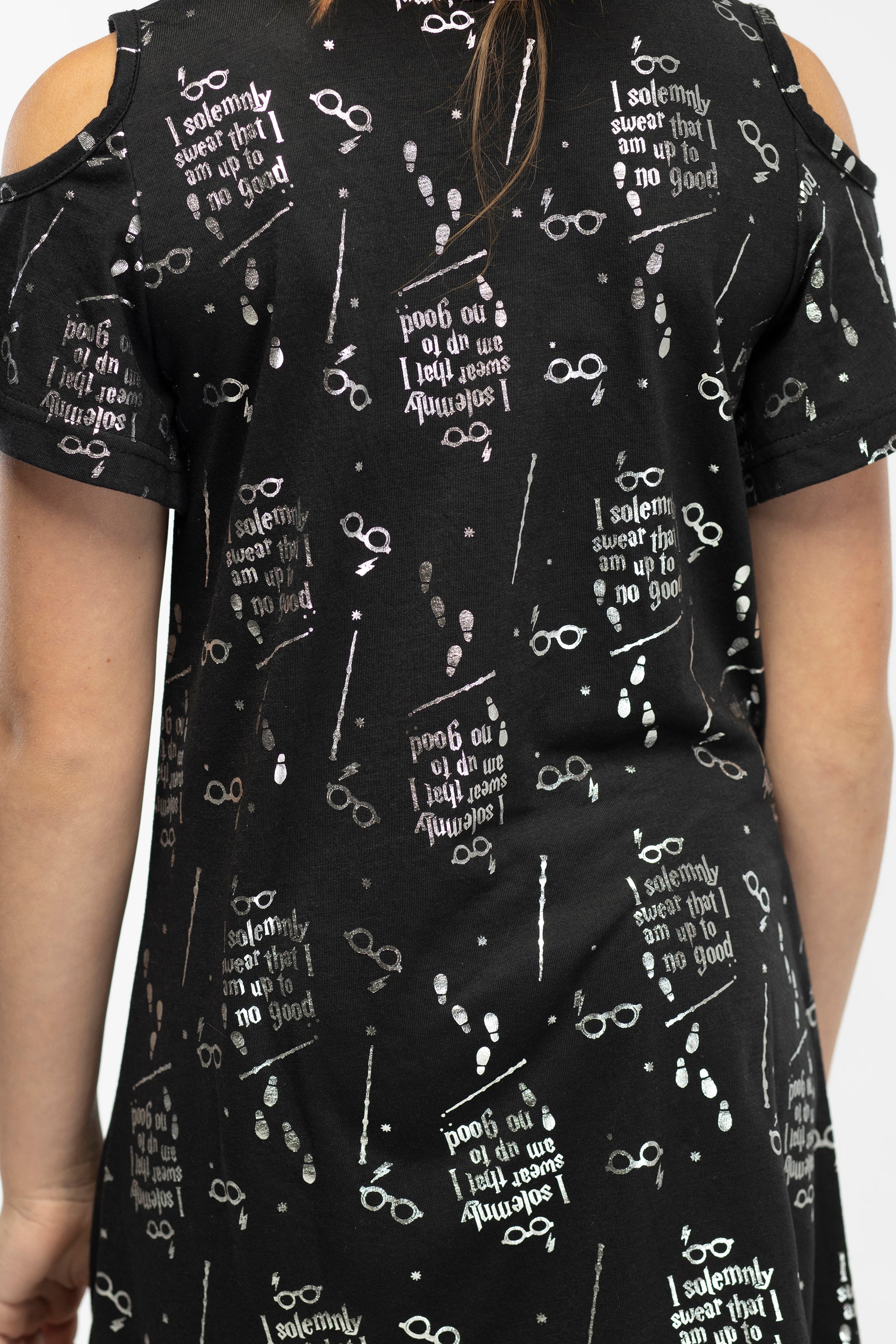 Harry Potter Women's Juniors Up to No Good Cold Shoulder Nightgown