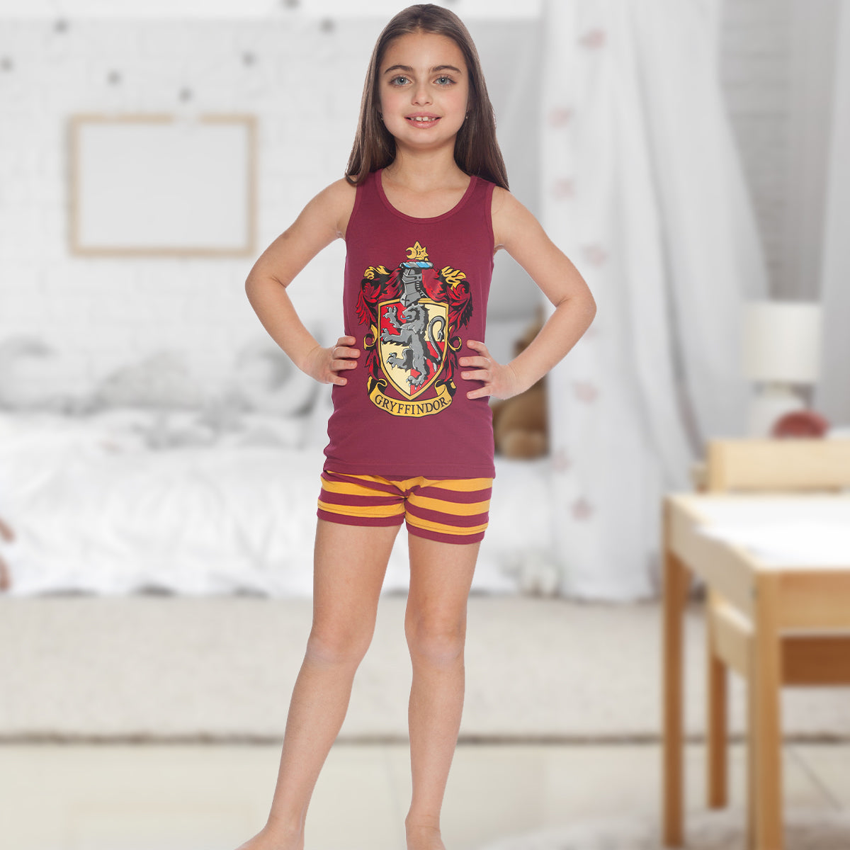 Harry Potter Girls Little Gryffindor House Crest Cotton Tank Top Pajama Short Set