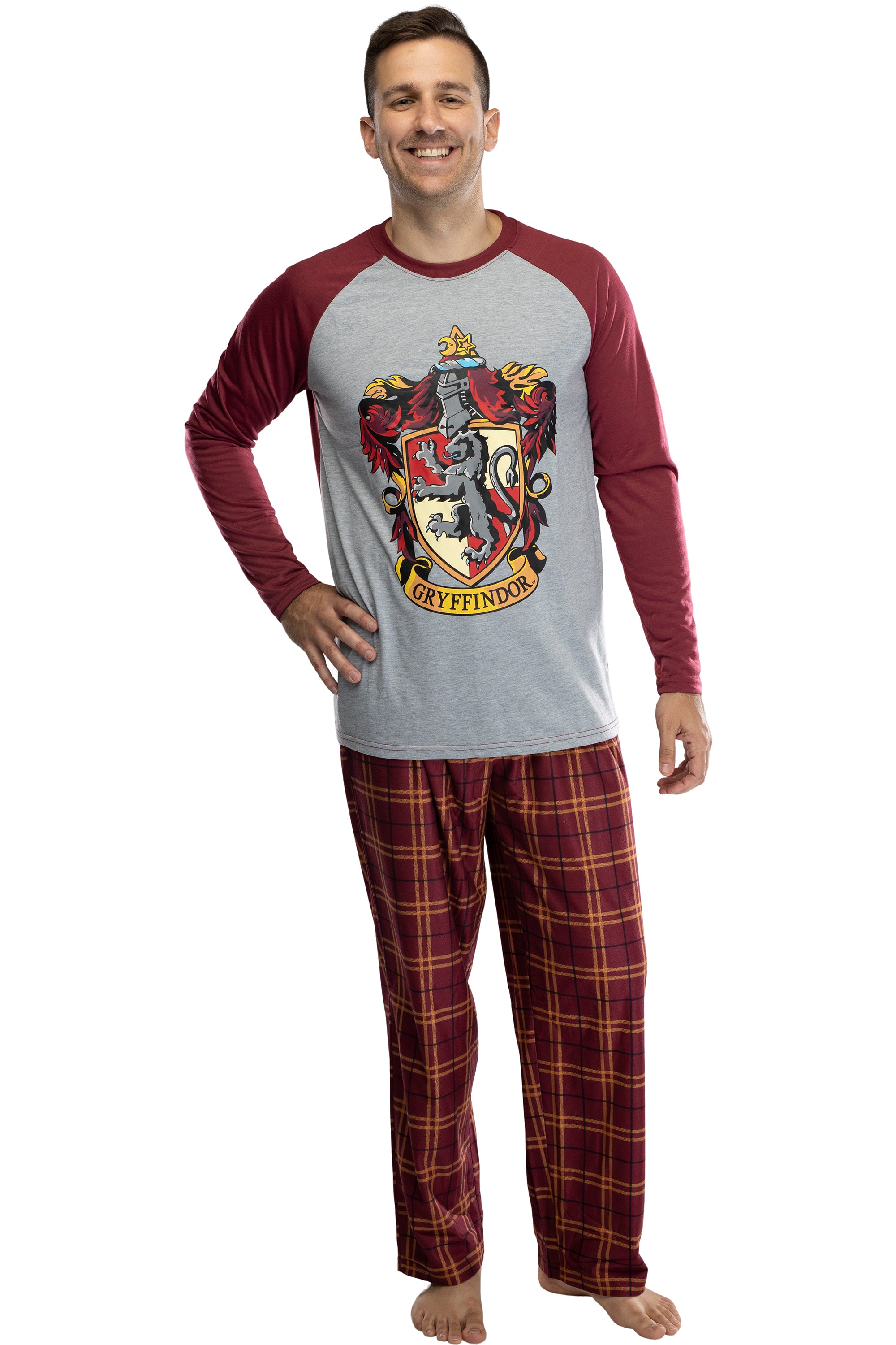 Harry Potter Men's Raglan Shirt And Plaid Pants Pajama Set