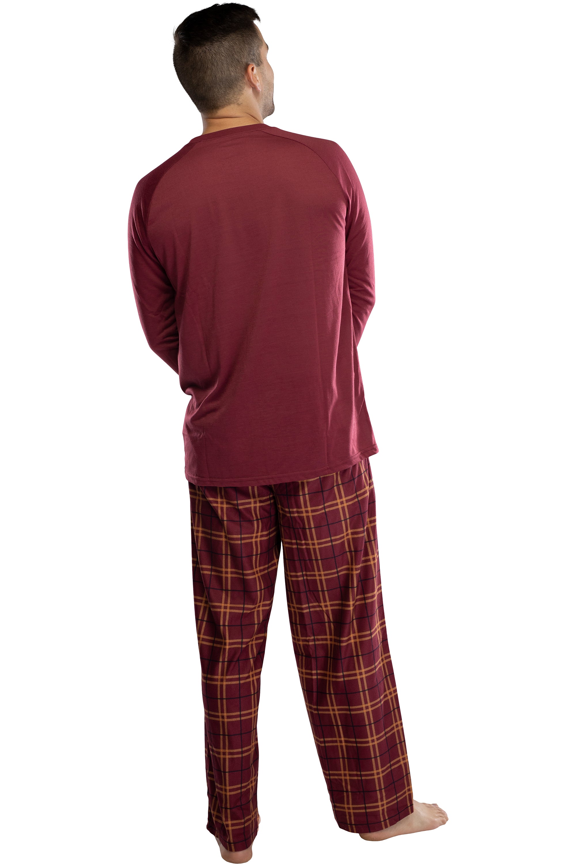 Harry Potter Men's Raglan Shirt And Plaid Pants Pajama Set (Gryffindor, MEDIUM)