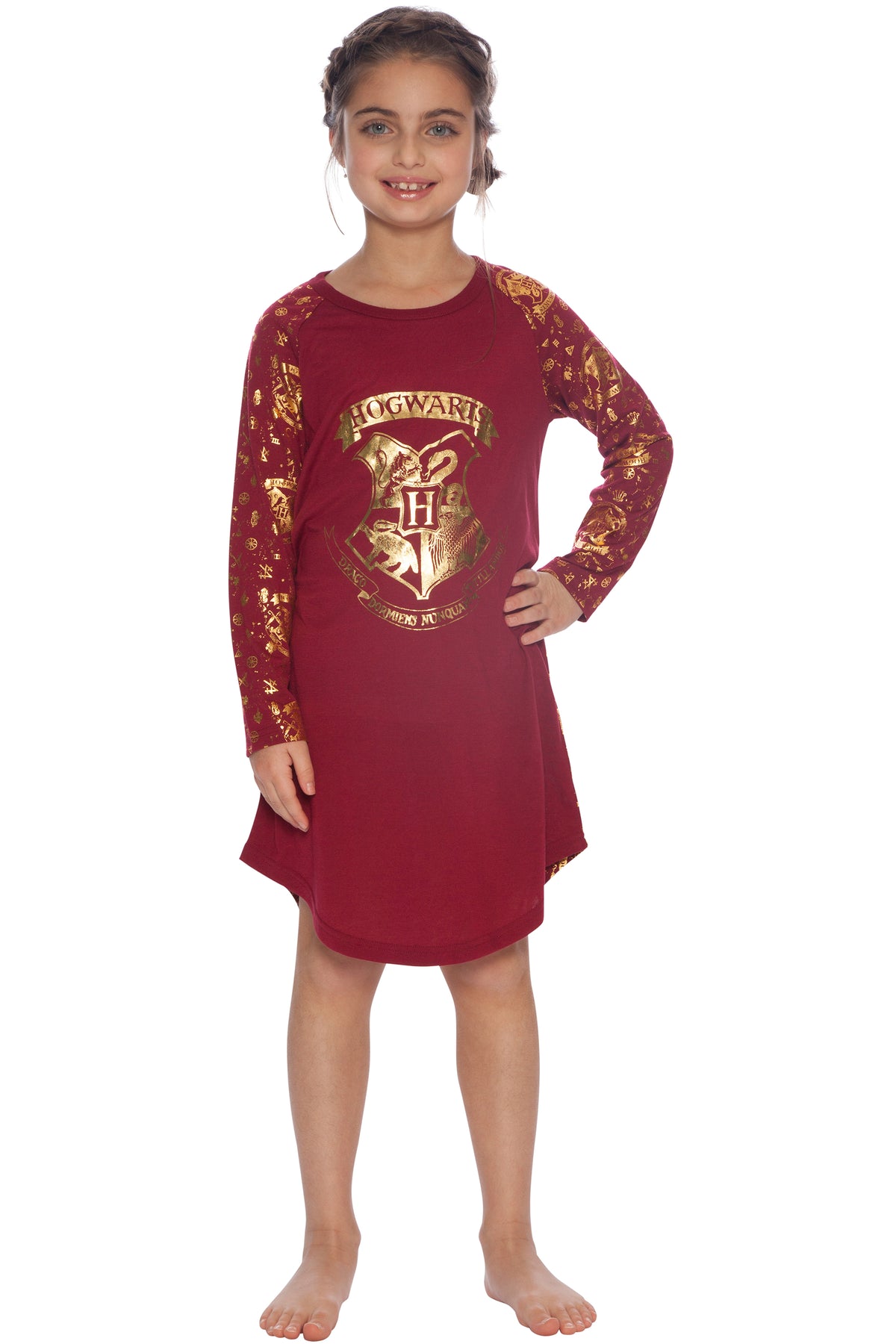 Harry Potter Hermione Hogwarts Logo Crest Nightgown Sleepshirt Holiday Pajama