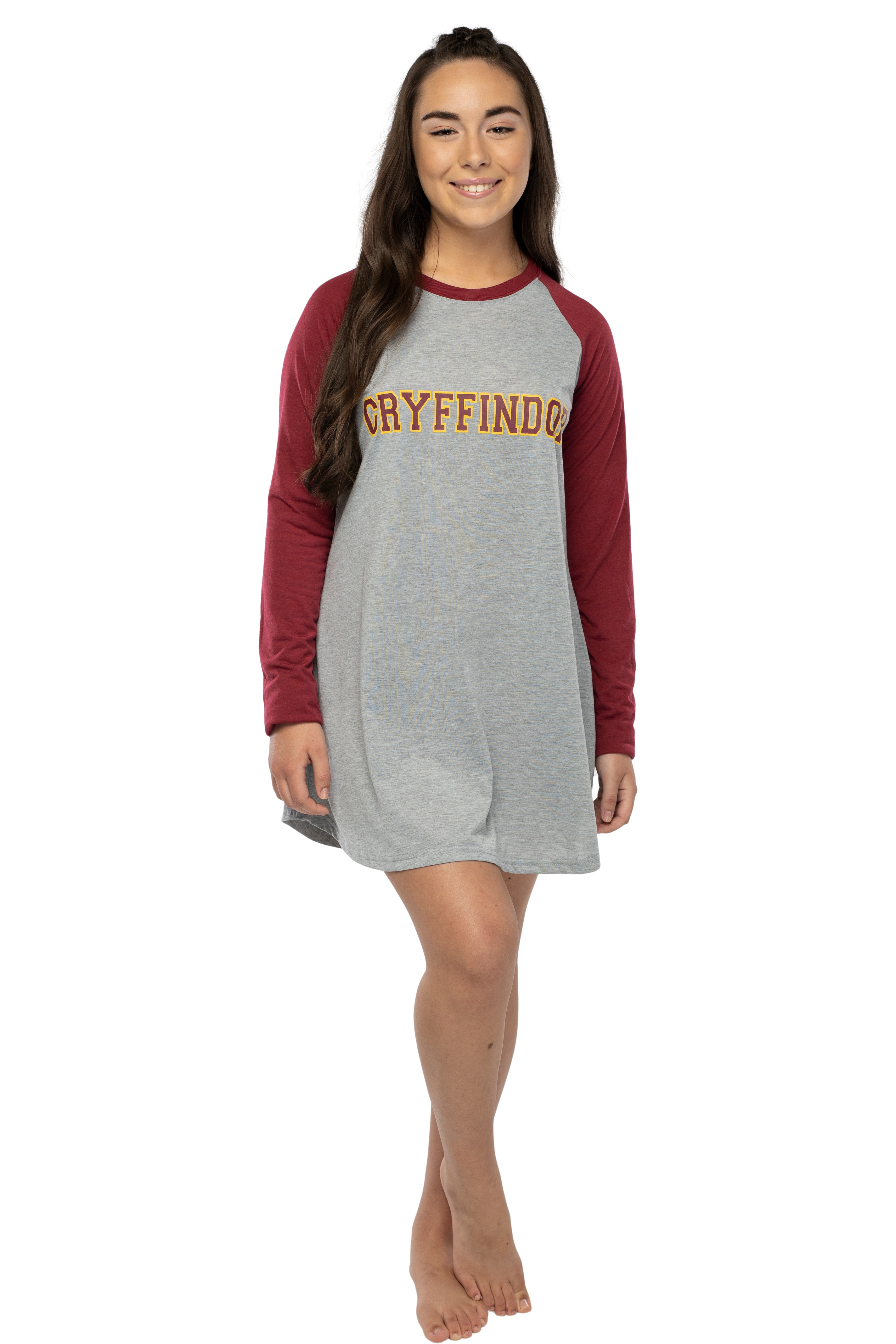 Women's Harry Potter Hogwarts Houses Pajama Nightgown Raglan Sleep Shirt