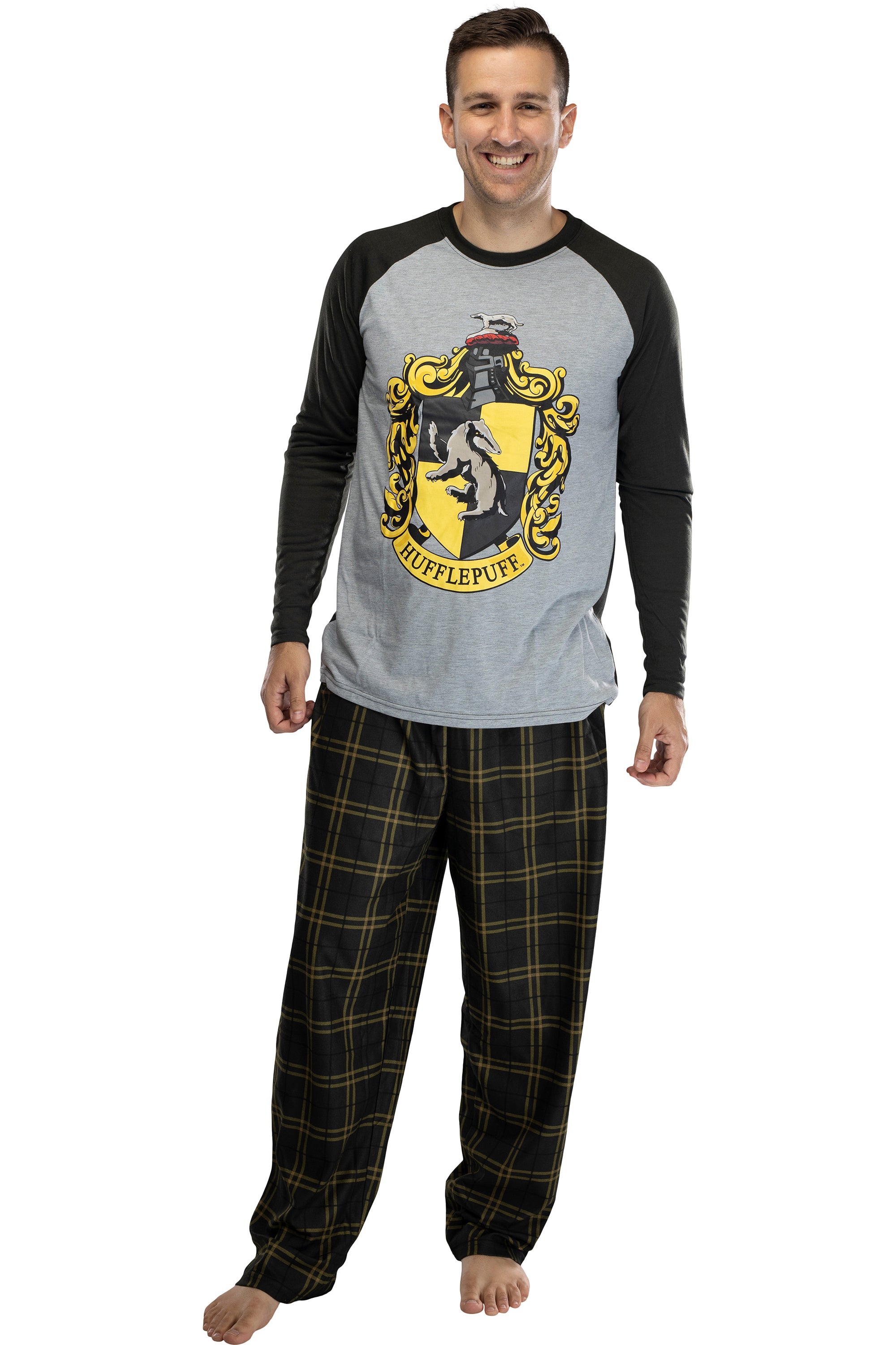 Harry Potter Men's Raglan Shirt And Plaid Pants Pajama Set