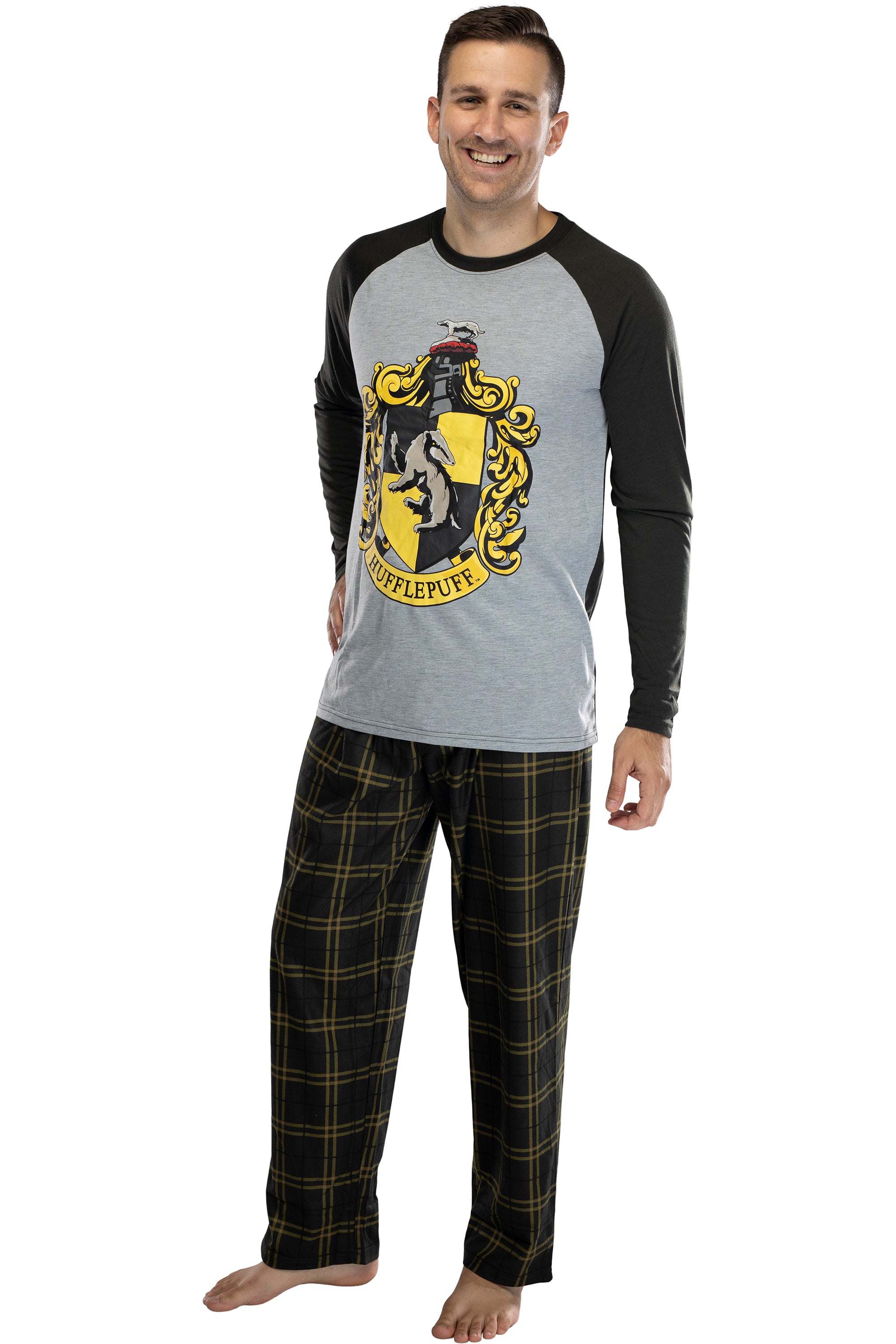 Harry Potter Men's Raglan Shirt And Plaid Pants Pajama Set