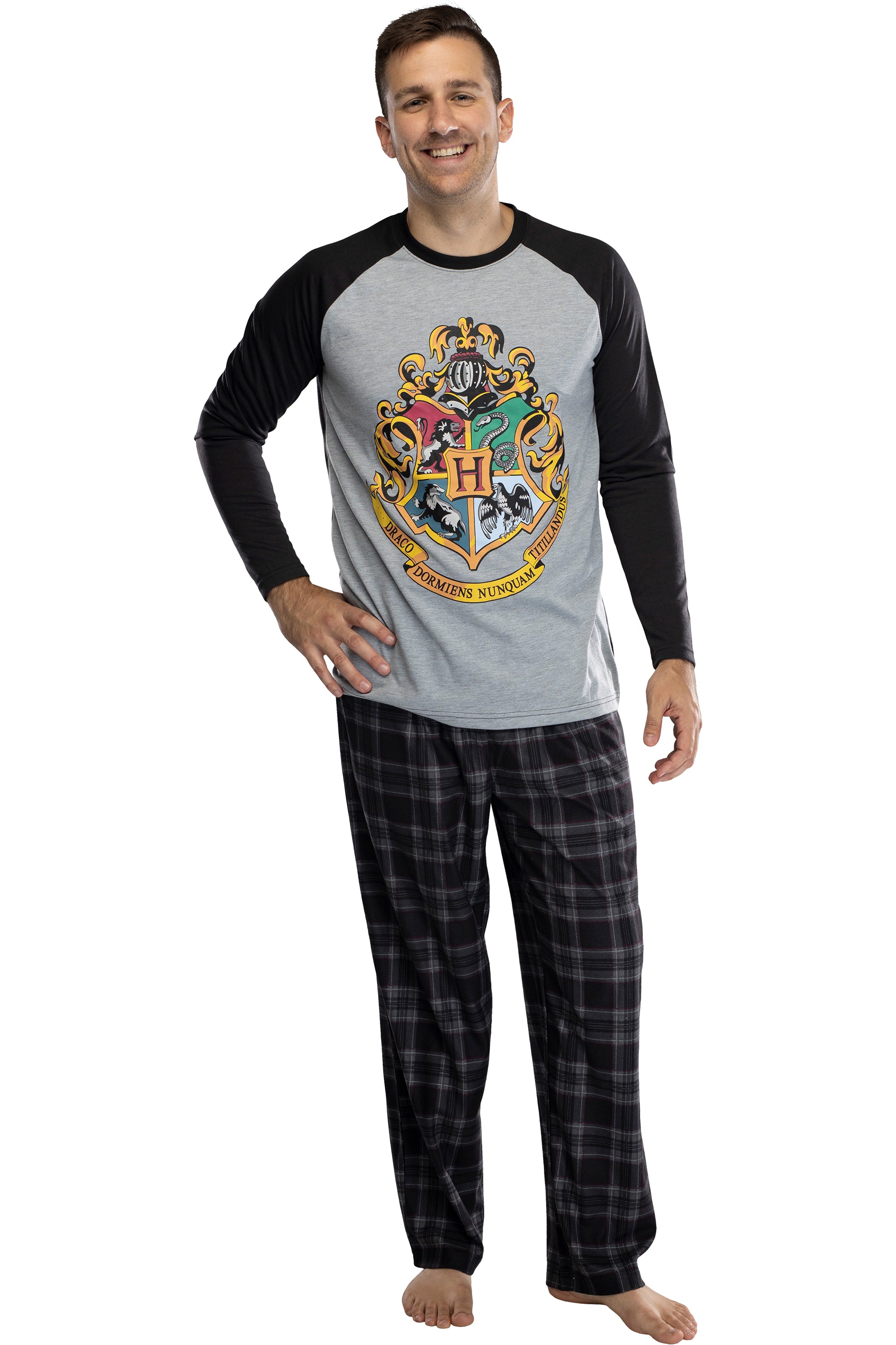 Harry Potter Men's Raglan Shirt And Plaid Pants Pajama Set