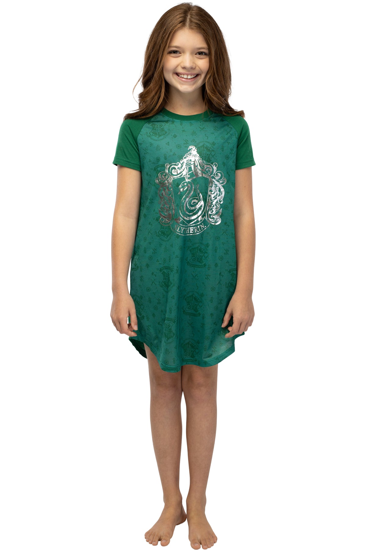 Harry Potter Girls Foil Print Hogwarts Raglan Nightgown