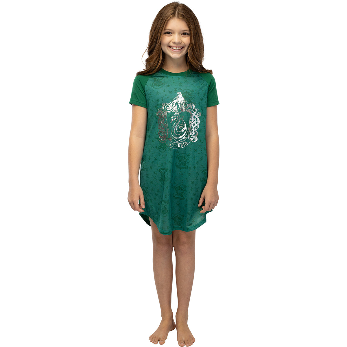 Harry Potter Girls Foil Print Hogwarts Raglan Nightgown