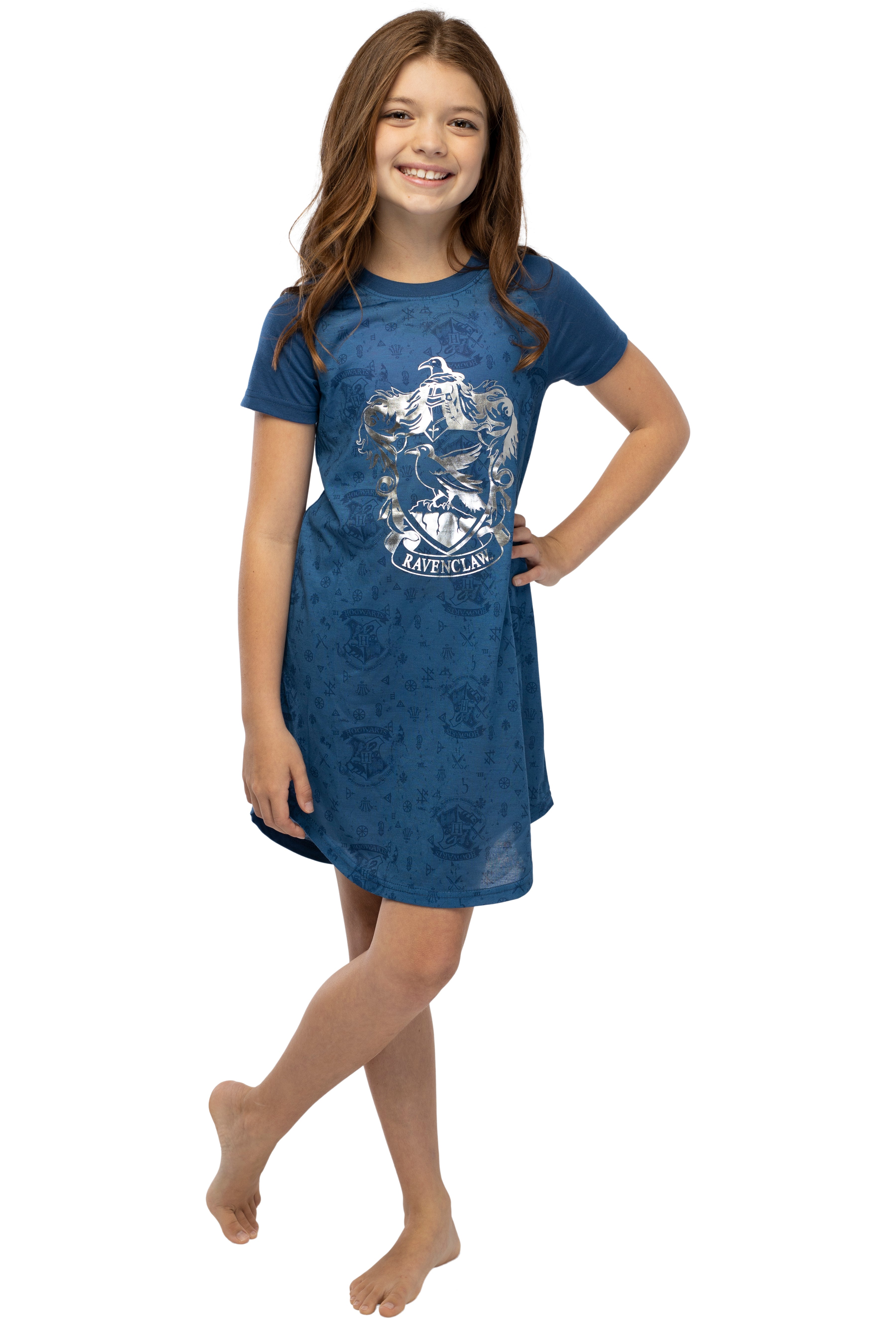 Harry Potter Girls Foil Print Hogwarts Raglan Nightgown