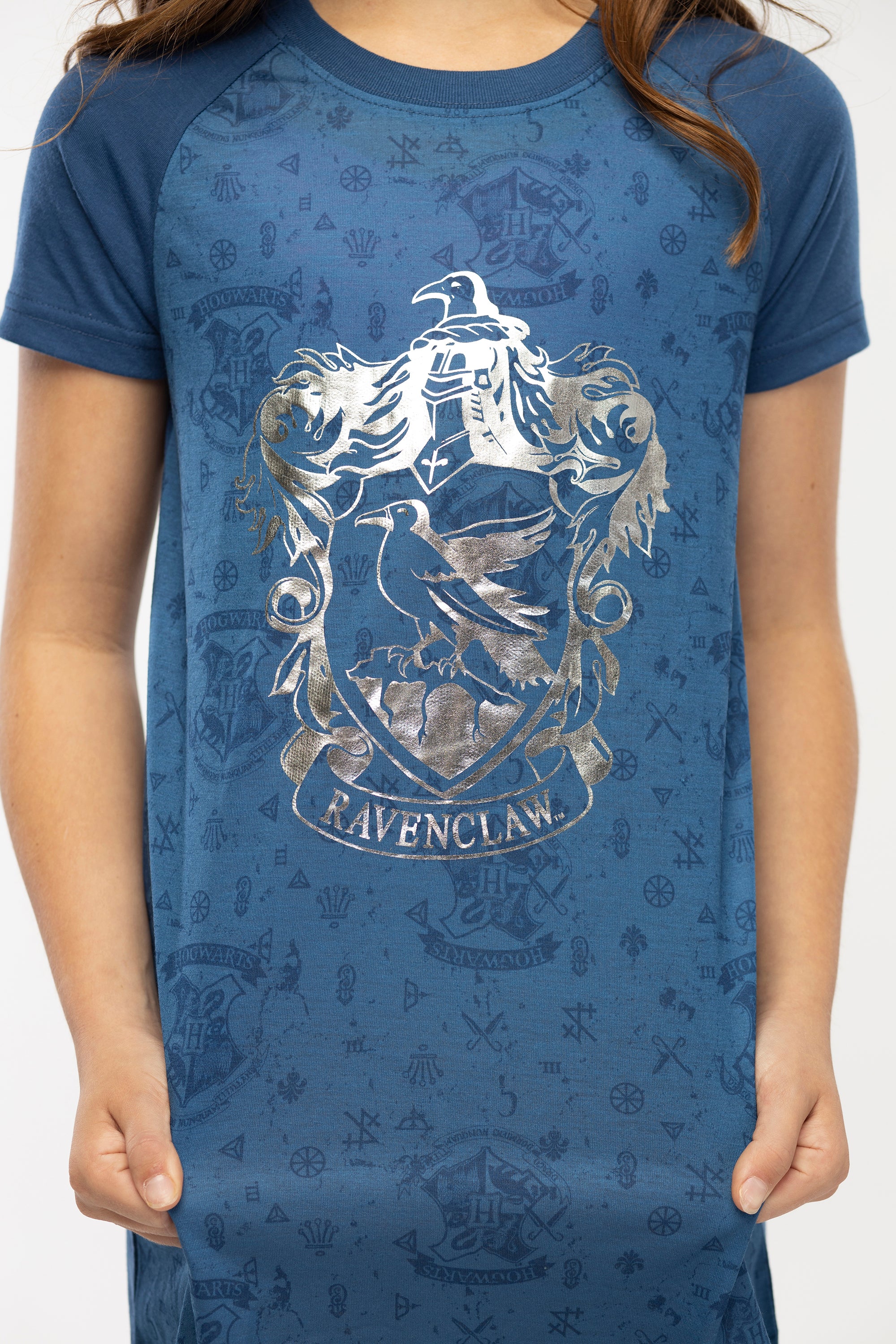 Harry Potter Girls Foil Print Hogwarts Raglan Nightgown