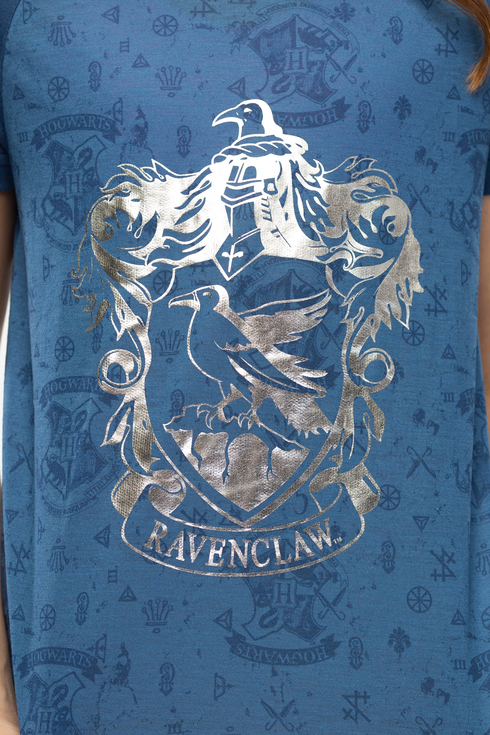 Harry Potter Women's Foil Print Hogwarts House Raglan Nightgown