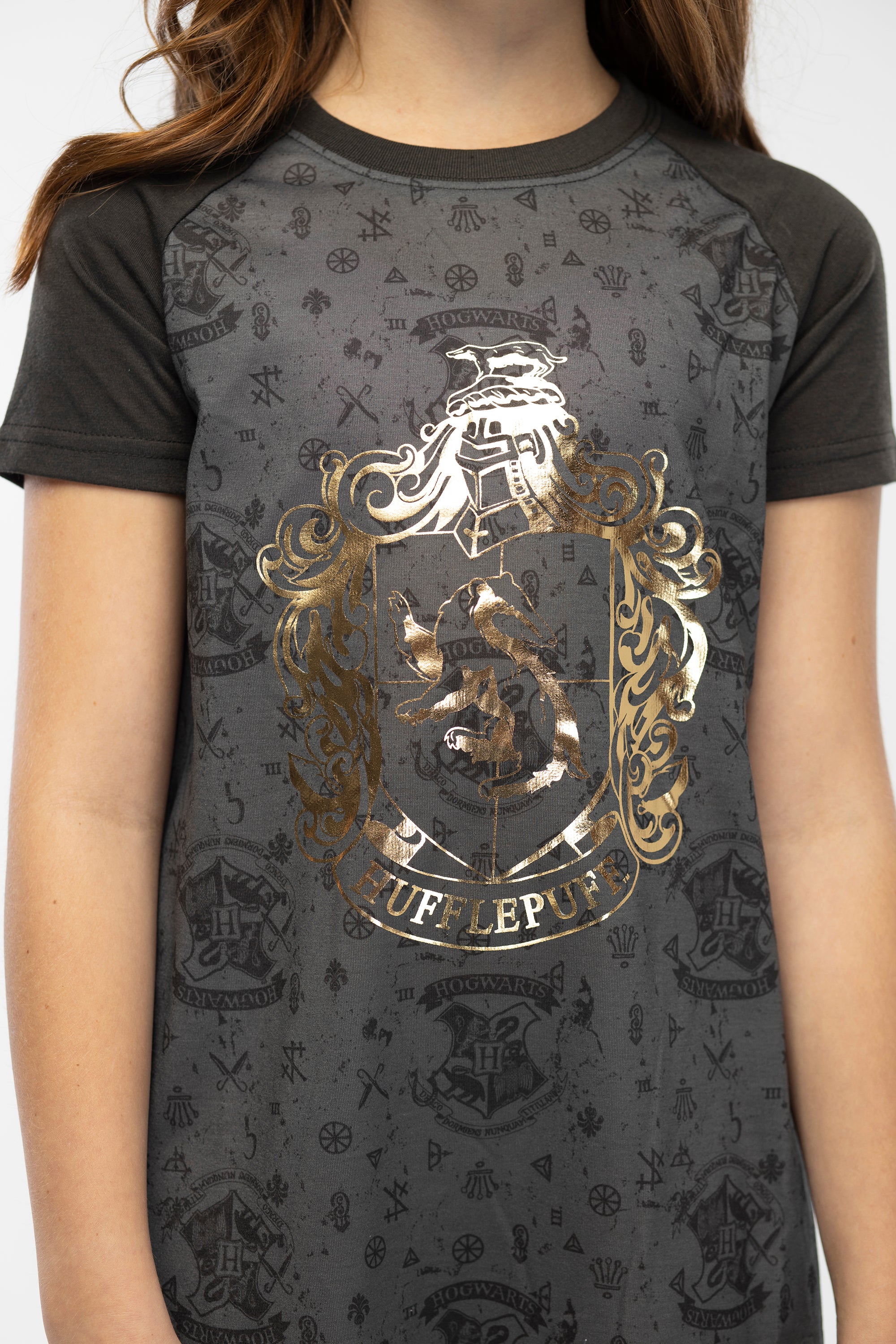 Harry Potter Girls Foil Print Hogwarts Raglan Nightgown