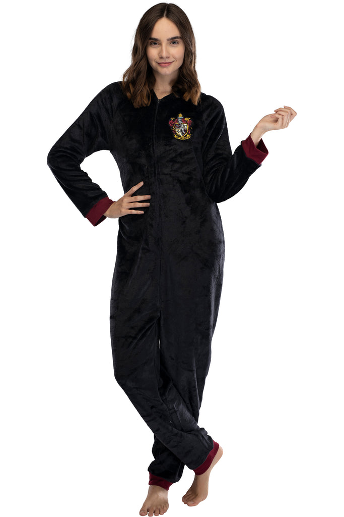 Harry Potter Juniors' Hooded One-Piece Pajama Union Suit - All 4 House –  PJammy