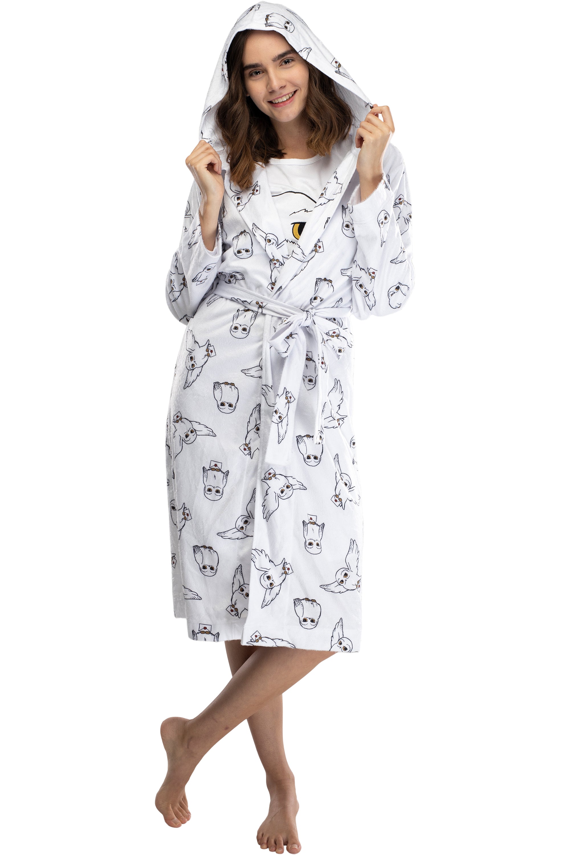 Harry Potter Womens Hedwig Owl Soft Minky Plush Robe