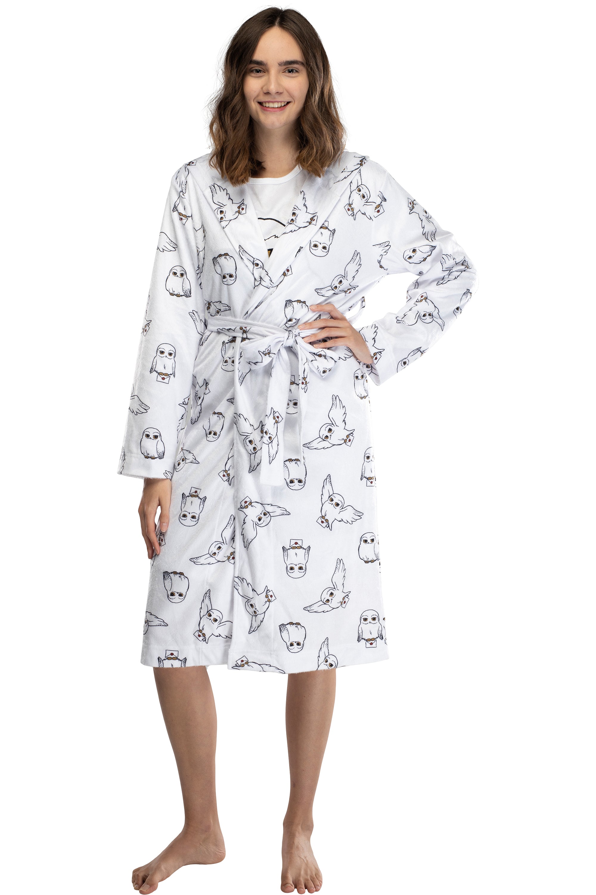 Harry Potter Womens Hedwig Owl Soft Minky Plush Robe