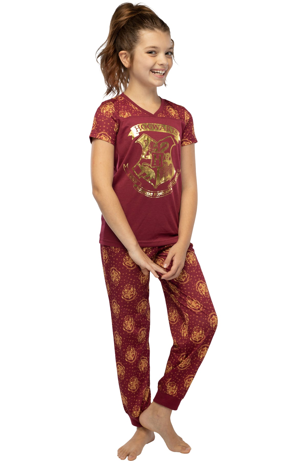 Harry Potter Girls' Hogwarts Gold Foil Jogger Lounge 2PC Pajama Set
