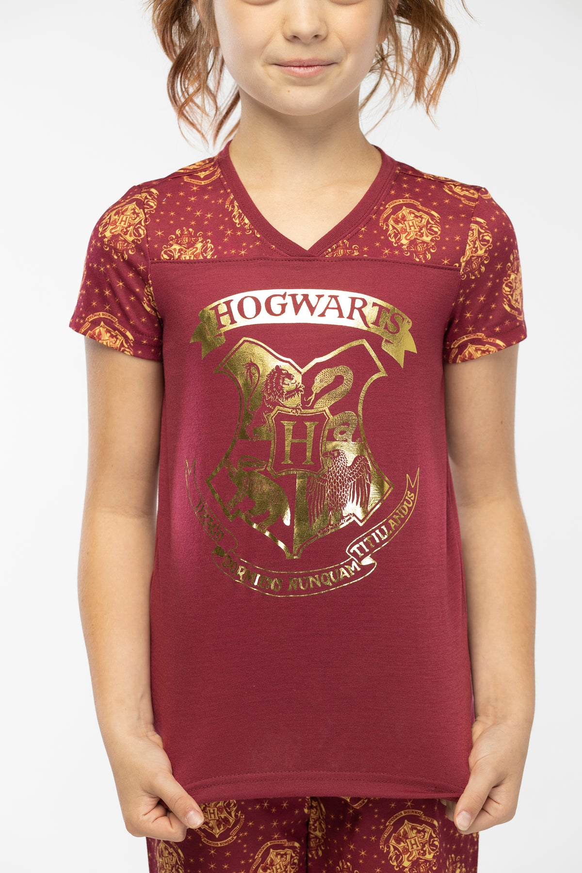 Harry Potter Girls' Hogwarts Gold Foil Jogger Lounge 2PC Pajama Set