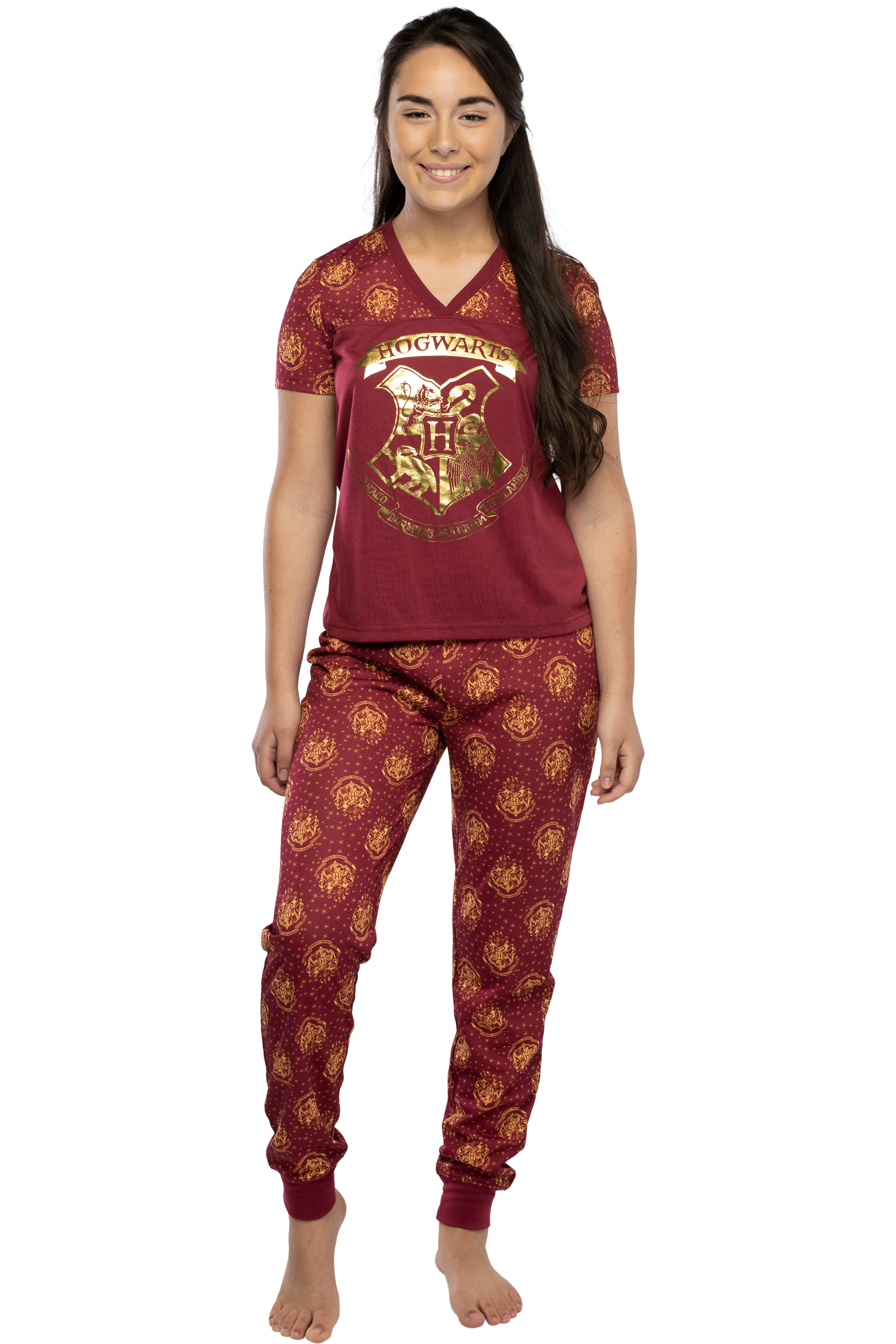 Harry Potter Short Sleeve Hogwarts Junior's Jogger PJ Pajama Set
