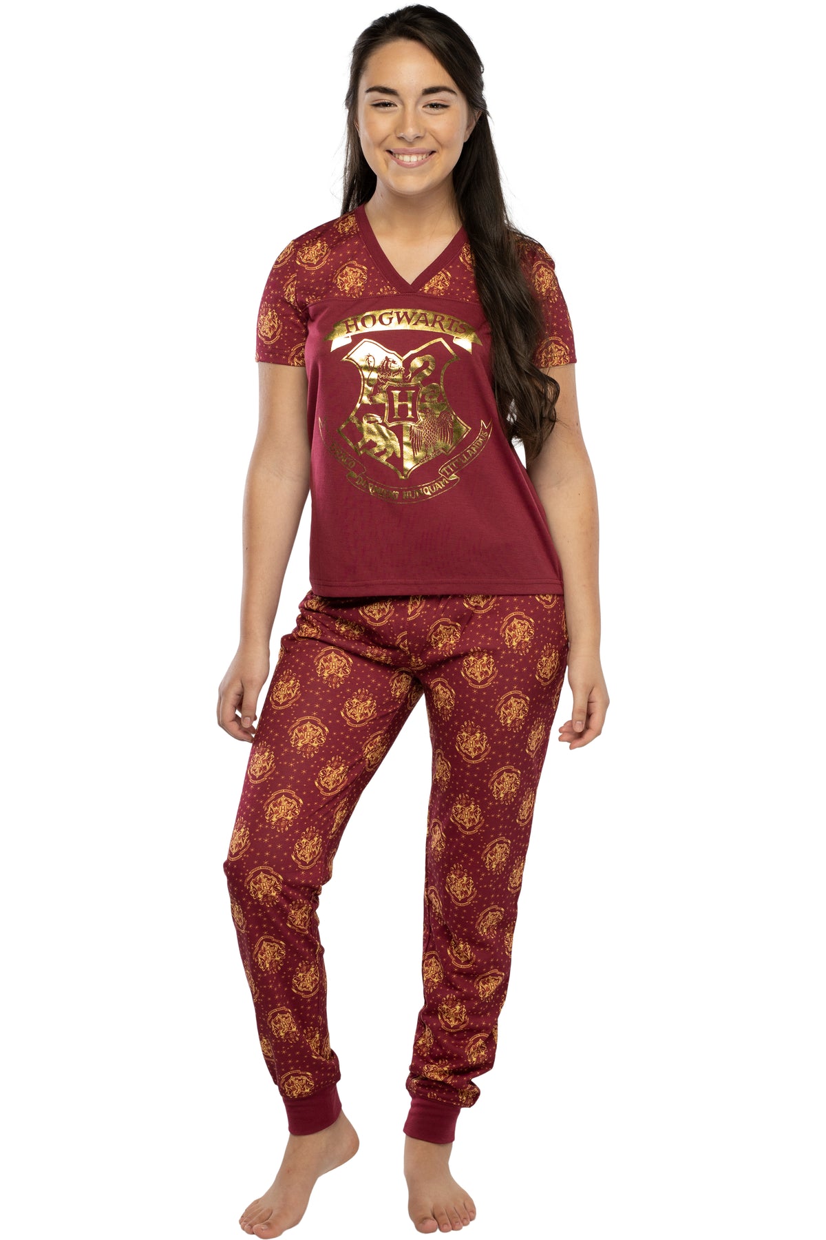 Harry Potter Short Sleeve Hogwarts Junior's Jogger PJ Pajama Set