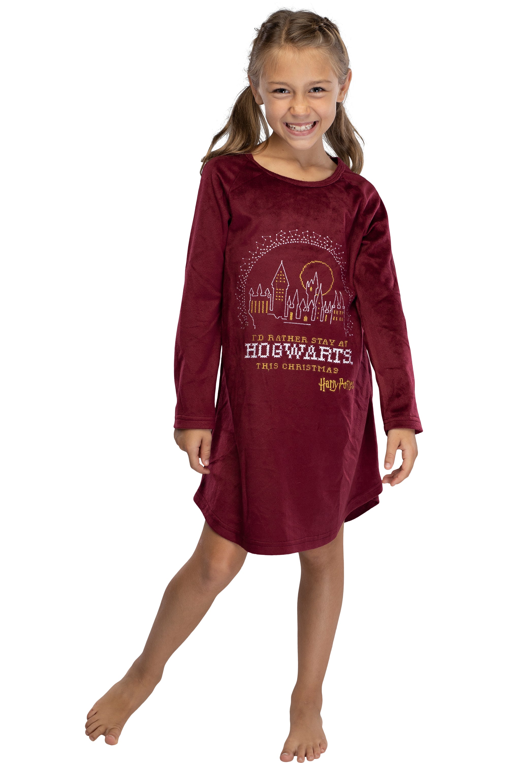Harry Potter Nightgown I'd Rather Stay At Hogwarts This Christmas Girl's Pajamas
