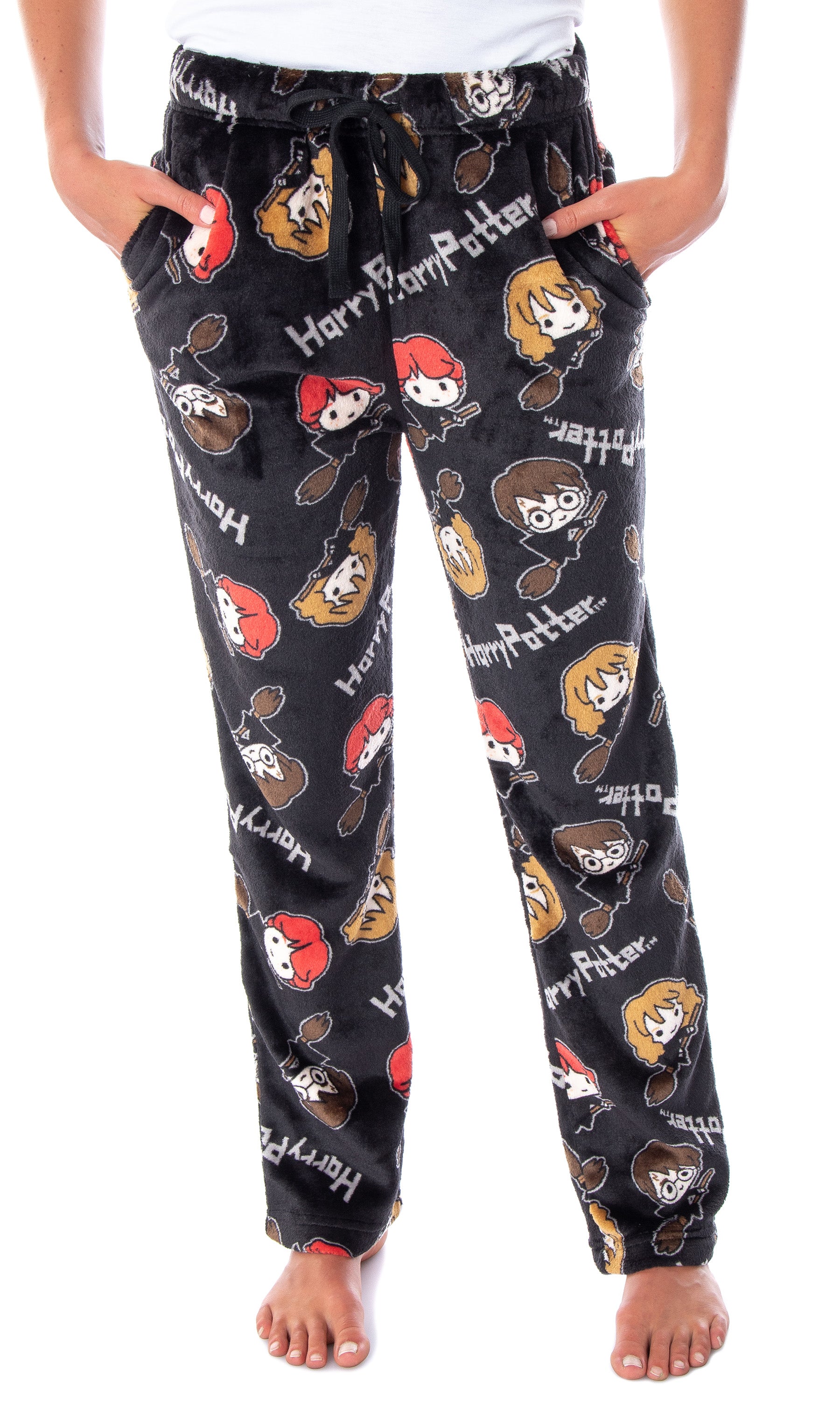 Harry Potter Juniors' Allover Chibi Characters Minky Plush Pajama Pants