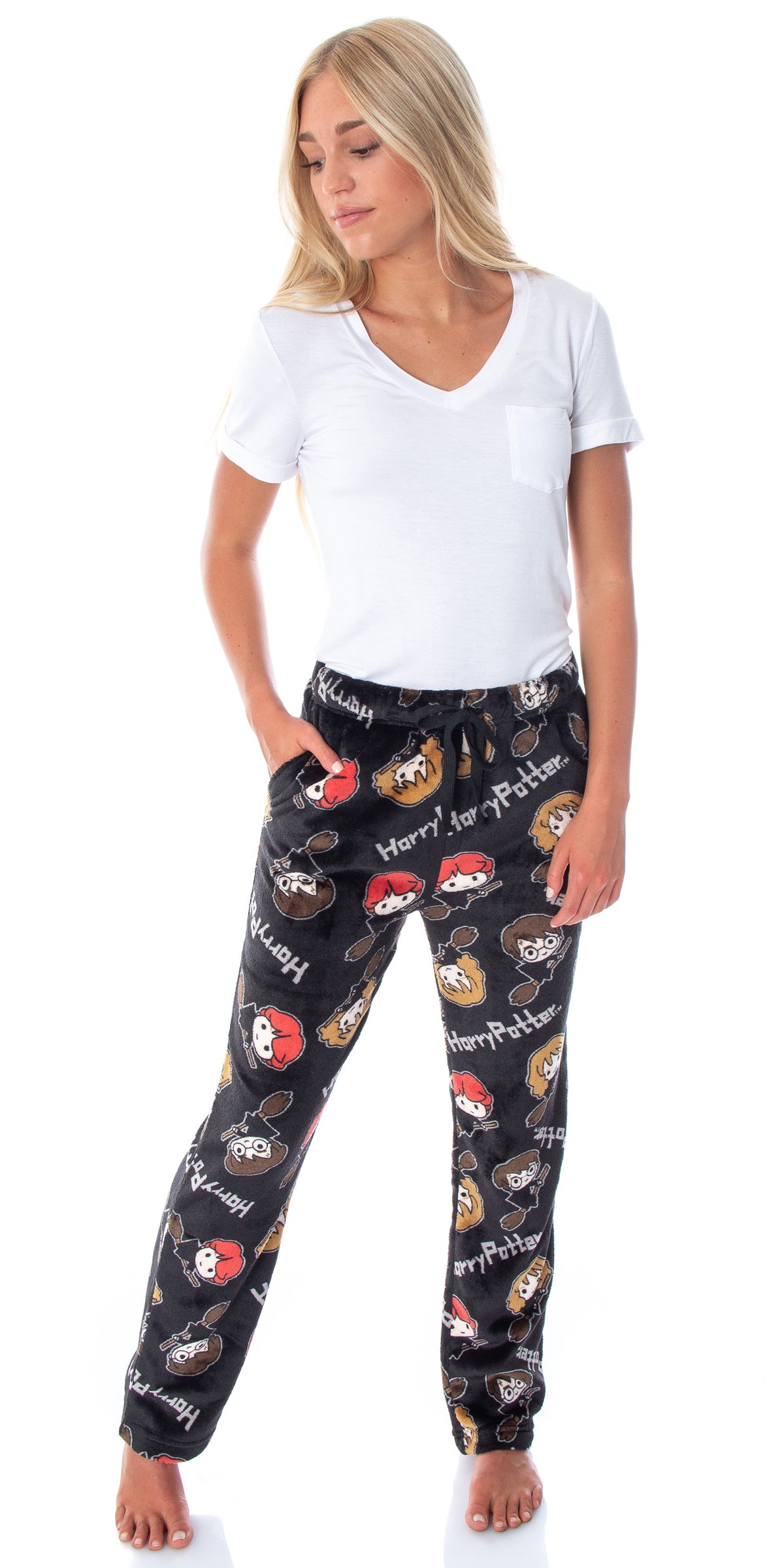 Harry Potter Juniors' Allover Chibi Characters Minky Plush Pajama Pants