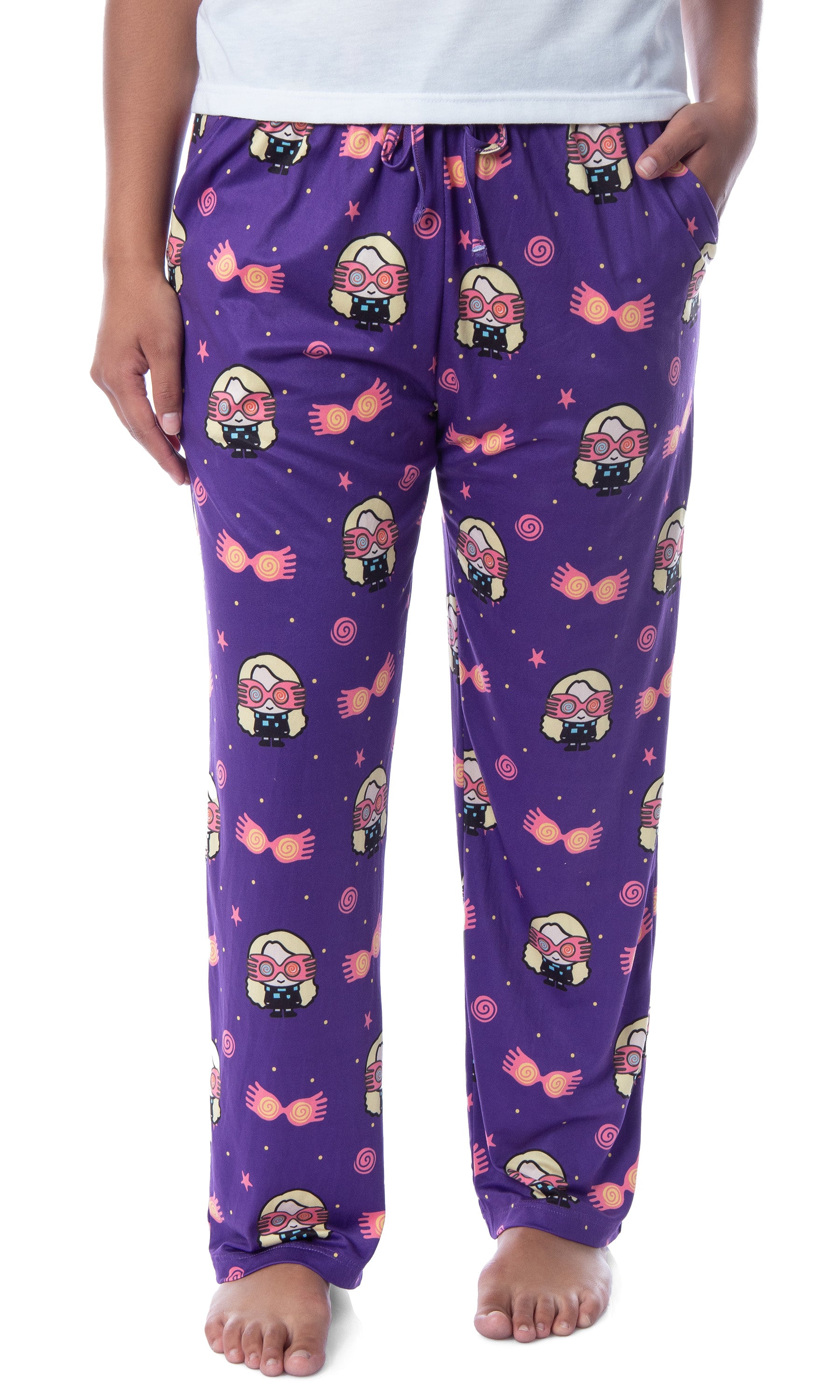 Harry Potter Womens' Luna Lovegood Glasses Chibi Allover Print Pajama Pants