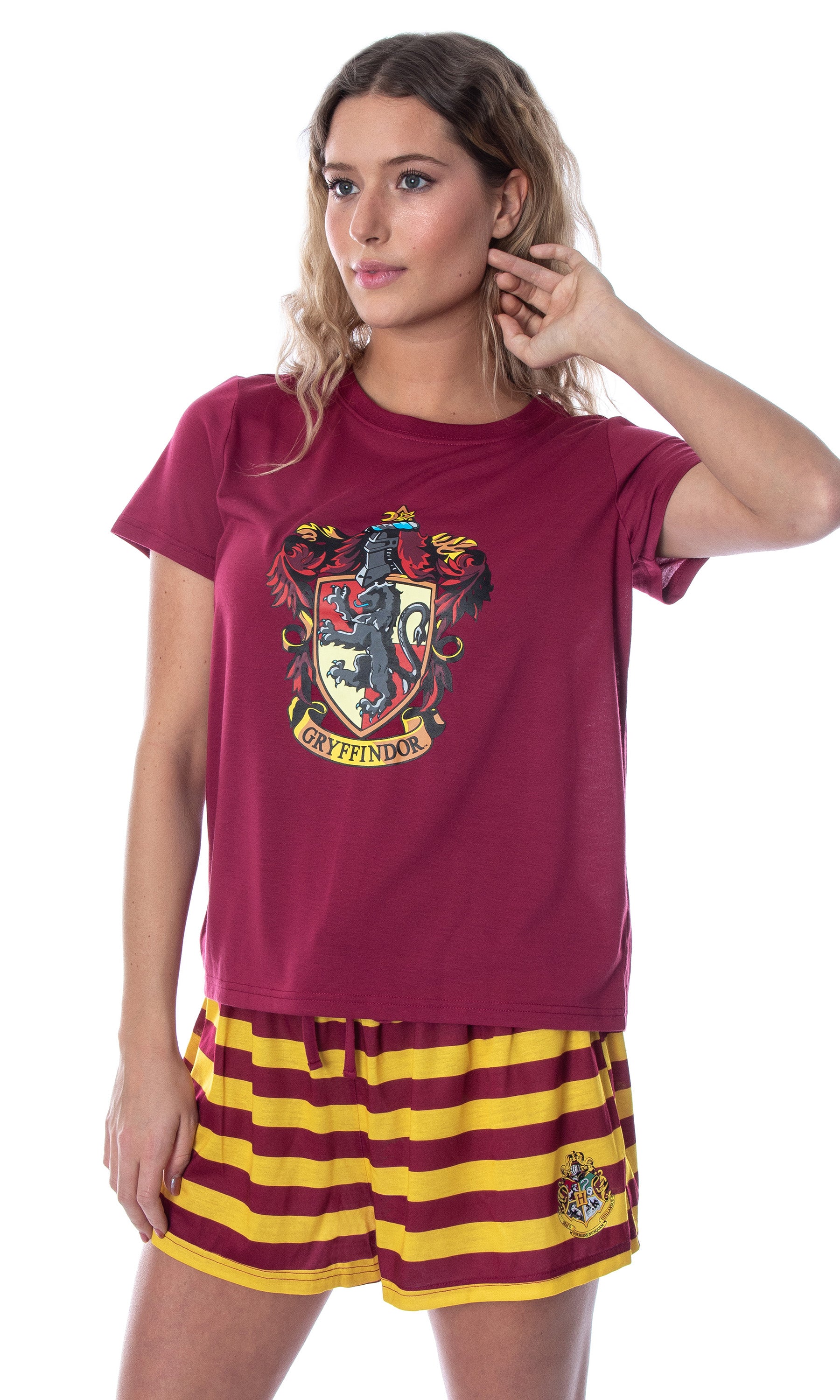 Harry Potter Women's Hogwarts Castle Shirt and Shorts Pajama Set - All 4 Houses
