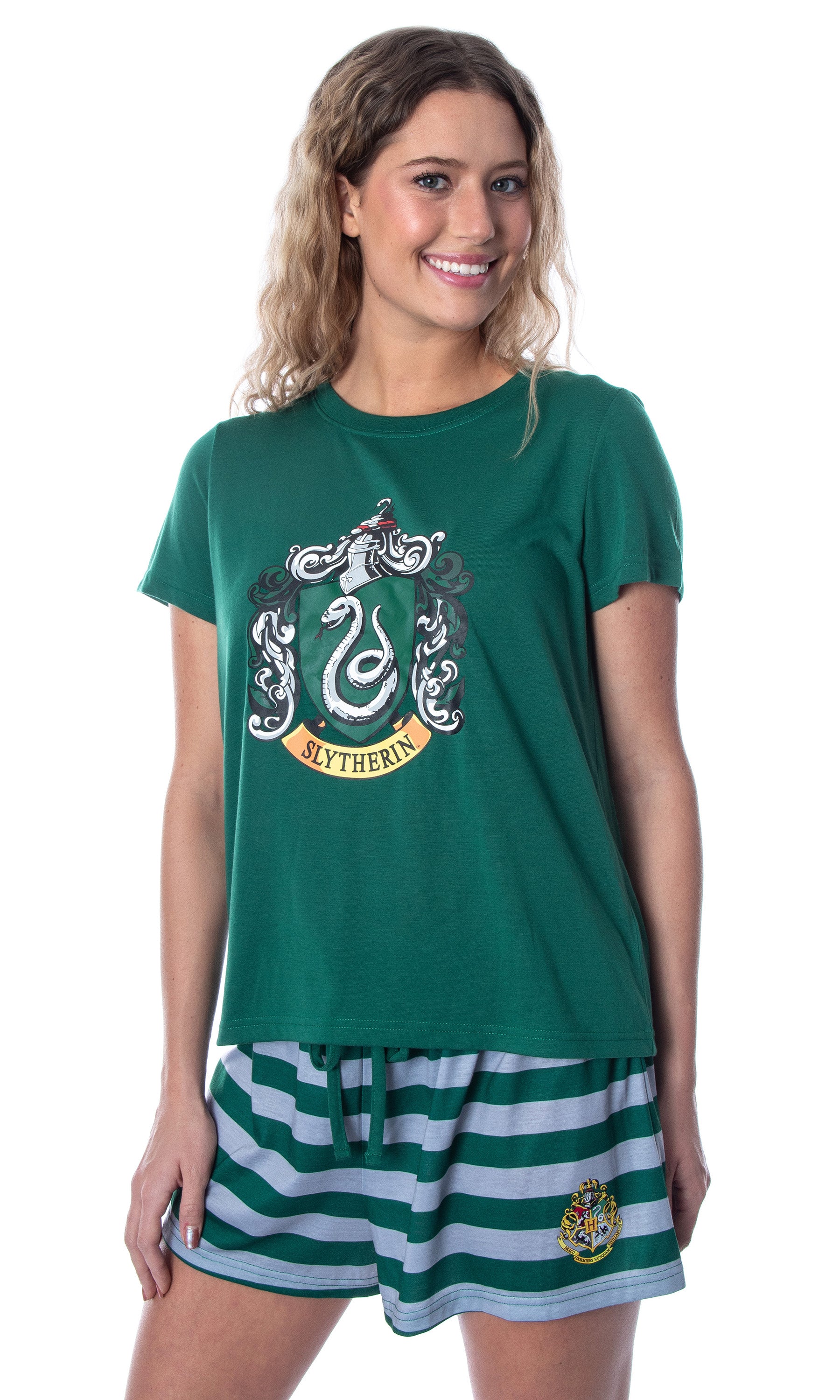 Harry Potter Women's Hogwarts Castle Shirt and Shorts Pajama Set - All 4 Houses