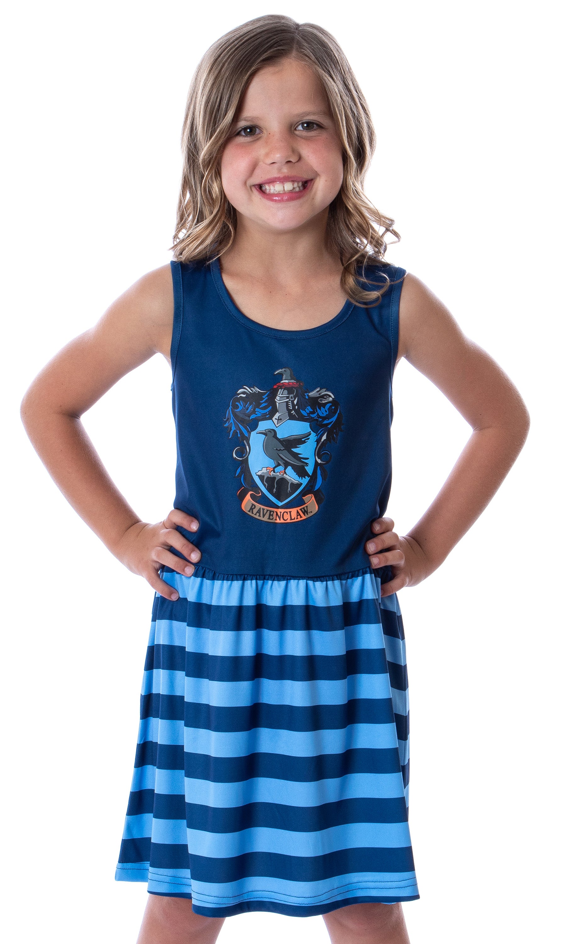 Harry Potter Girls All Houses Crest Logo Tank Stripe Accent Pajama Nightgown