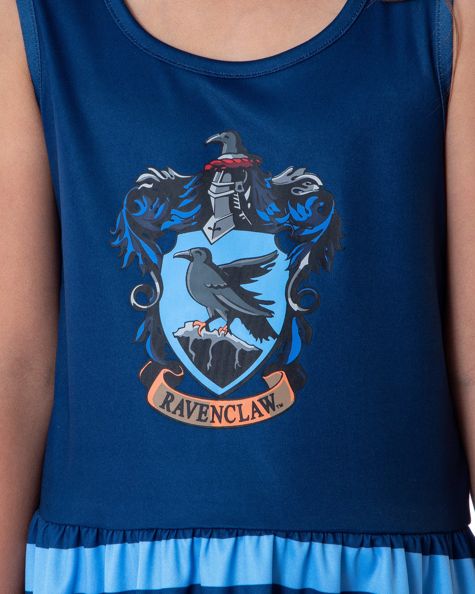 Harry Potter Girls All Houses Crest Logo Tank Stripe Accent Pajama Nightgown