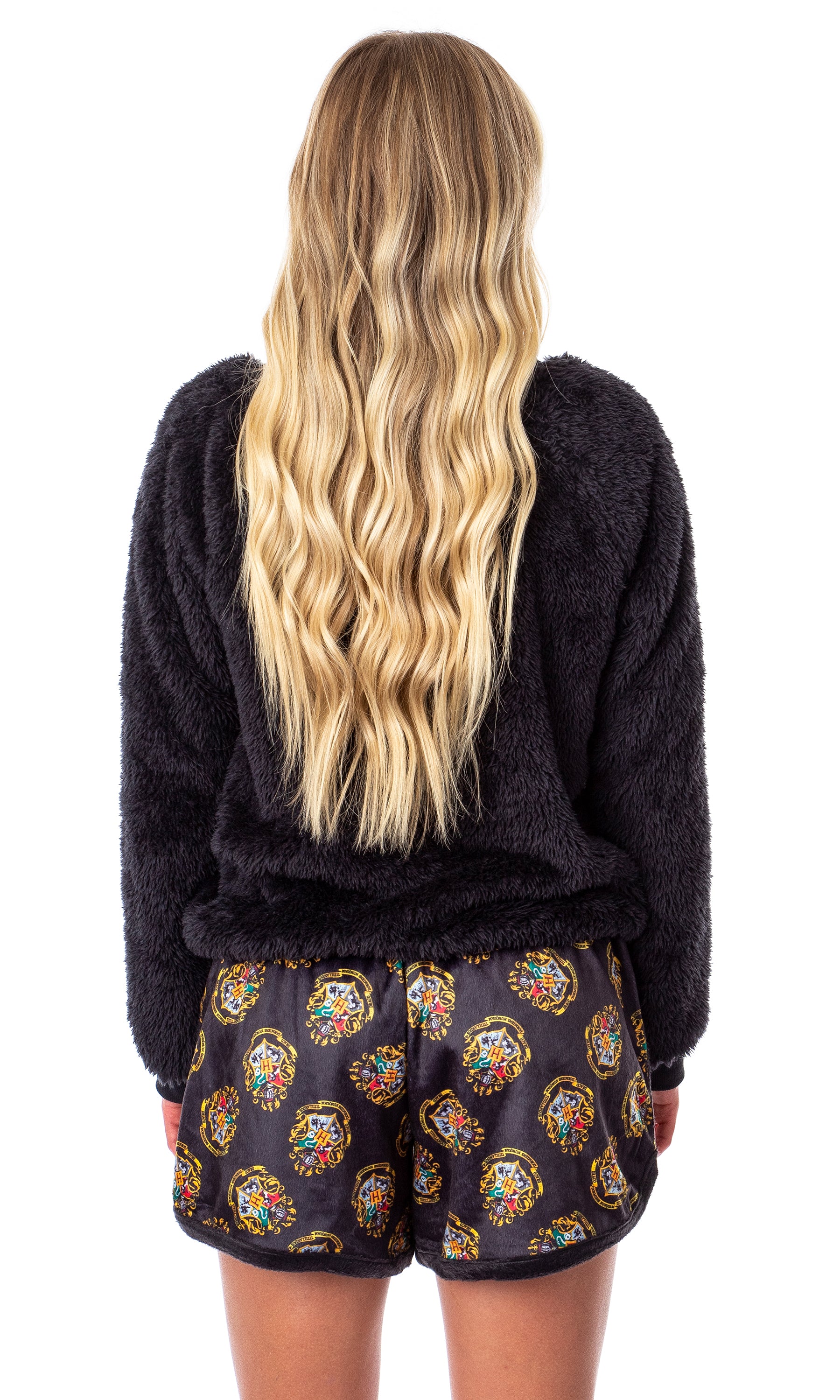 Harry Potter Womens' Hogwarts Crest Sweater and Shorts Sleep Pajama Set