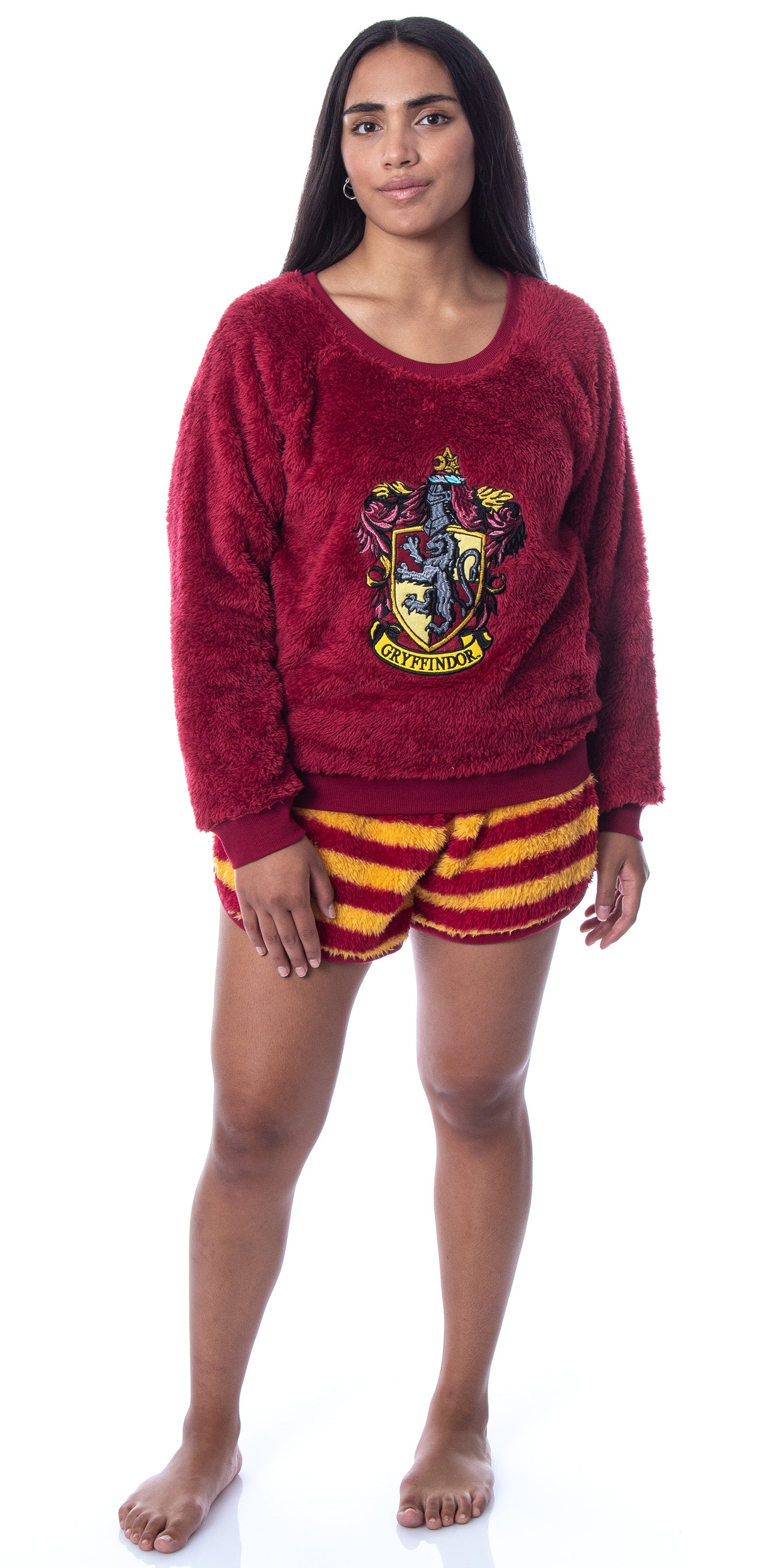 Harry Potter Womens' Sweater and Shorts Sleep Pajama Set-All Houses