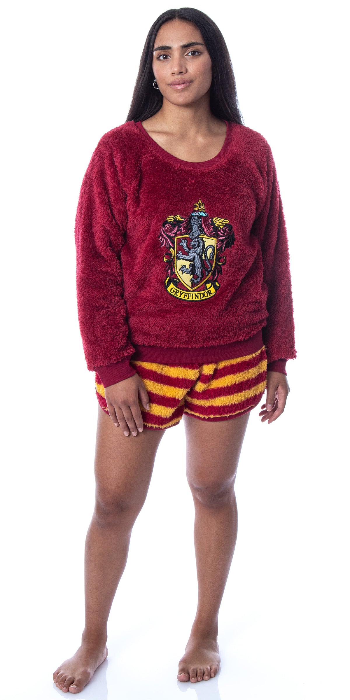 Harry Potter Womens' Sweater and Shorts Sleep Pajama Set-All Houses