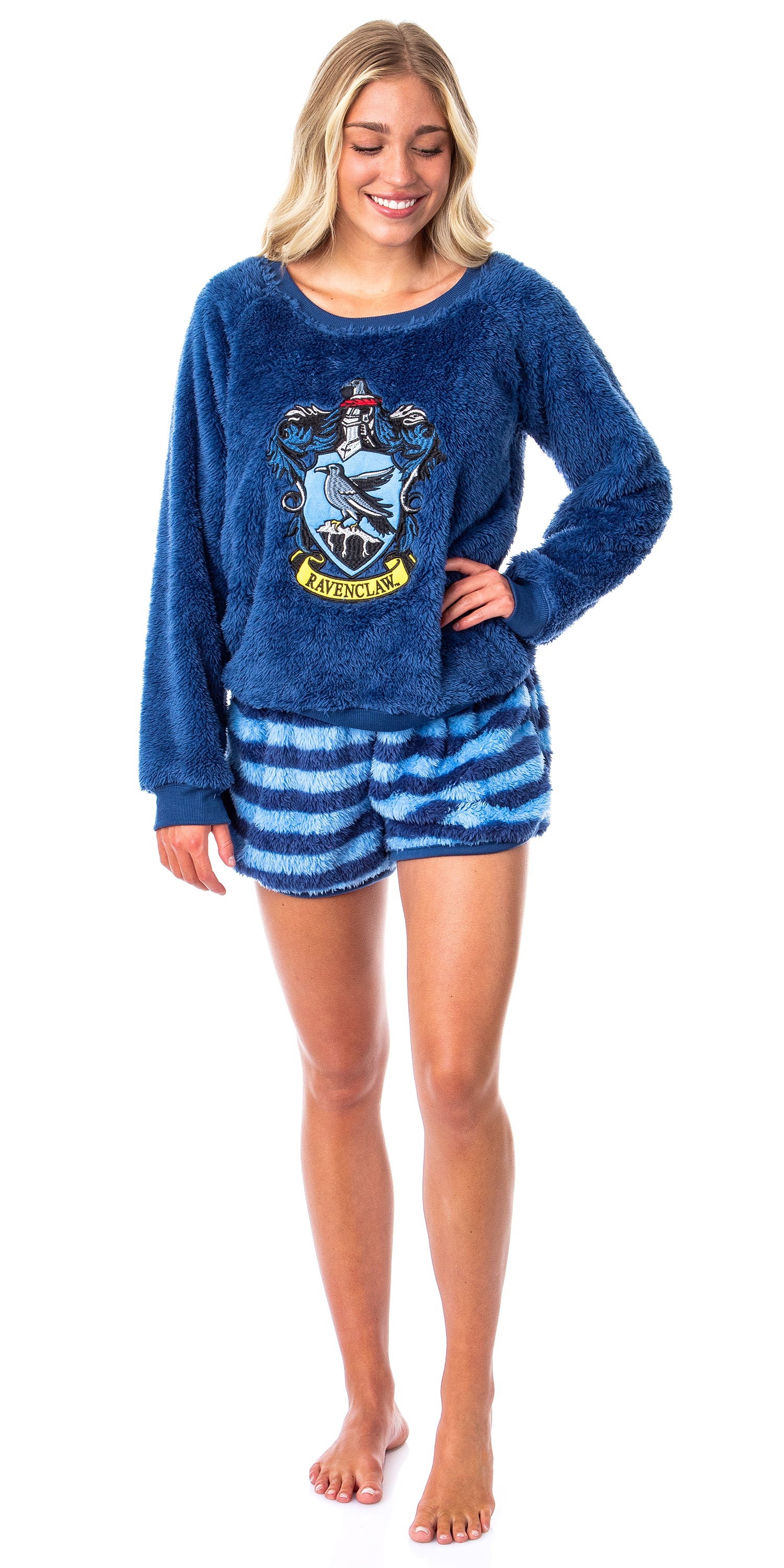 Harry Potter Womens' Sweater and Shorts Sleep Pajama Set-All Houses