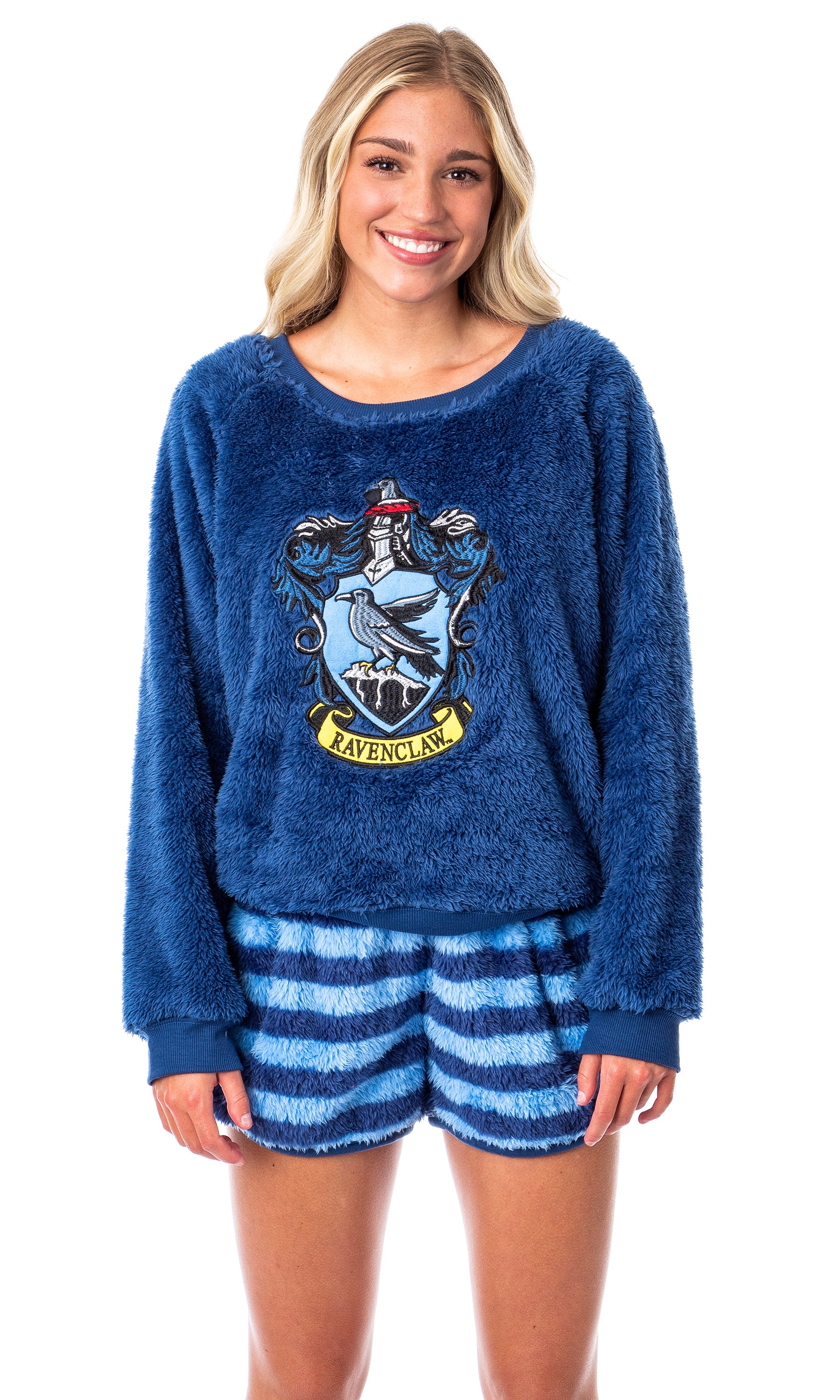 Harry Potter Womens' Sweater and Shorts Sleep Pajama Set-All Houses